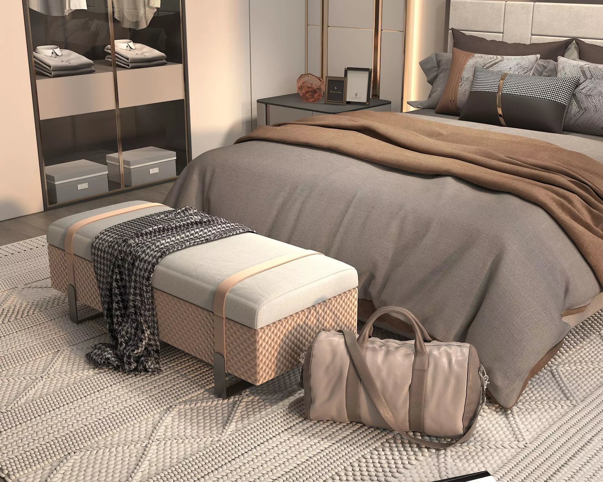 Modern Bedroom Scene 37 3D model_7