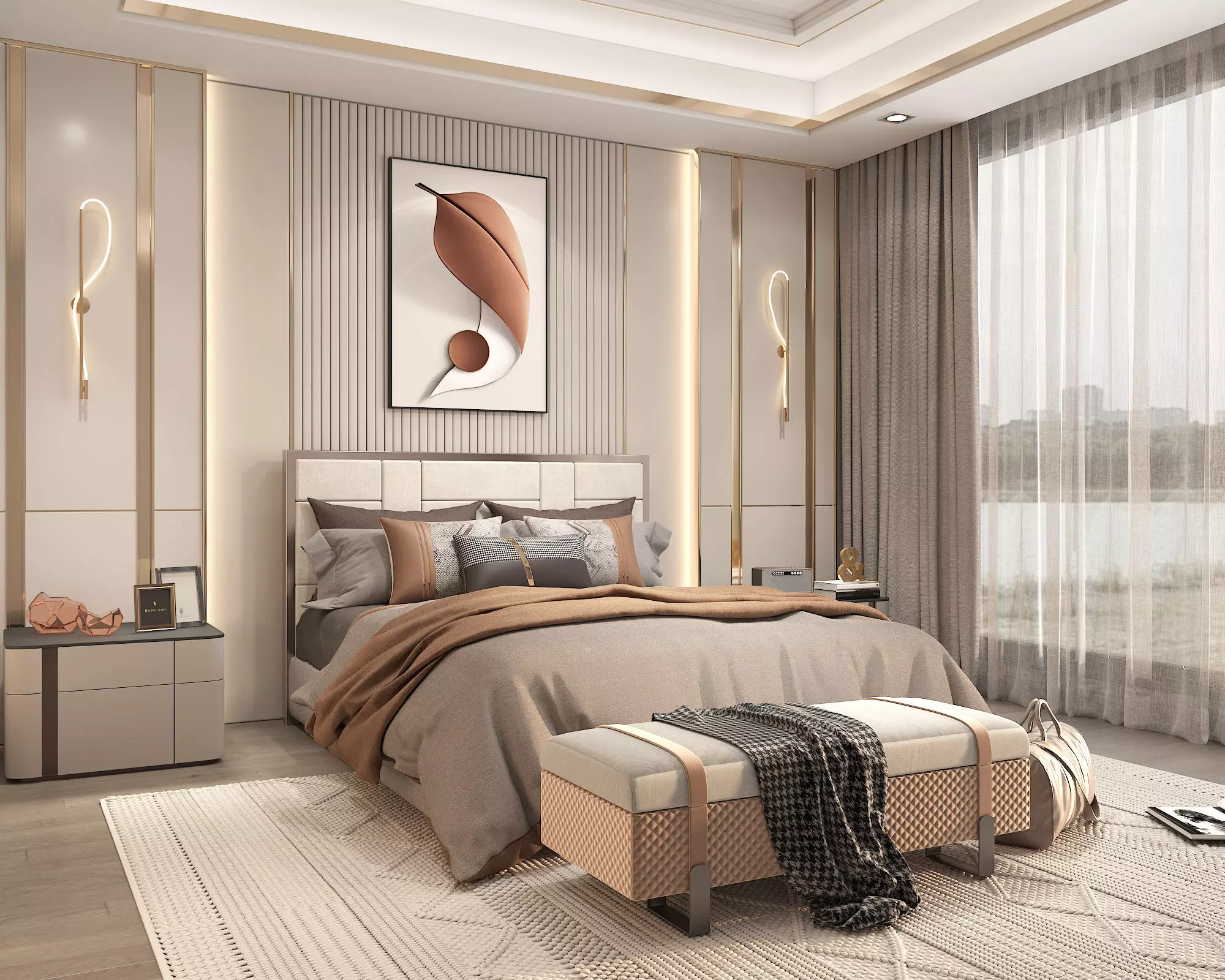 Modern Bedroom Scene 37 3D model_2