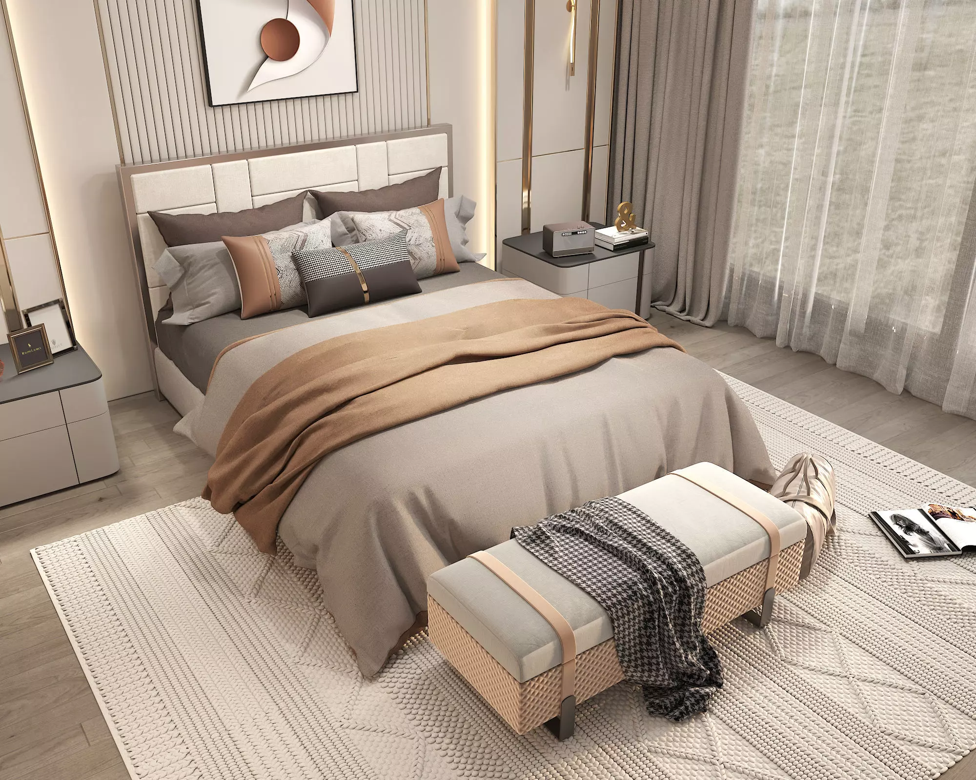 Modern Bedroom Scene 37 3D model_4