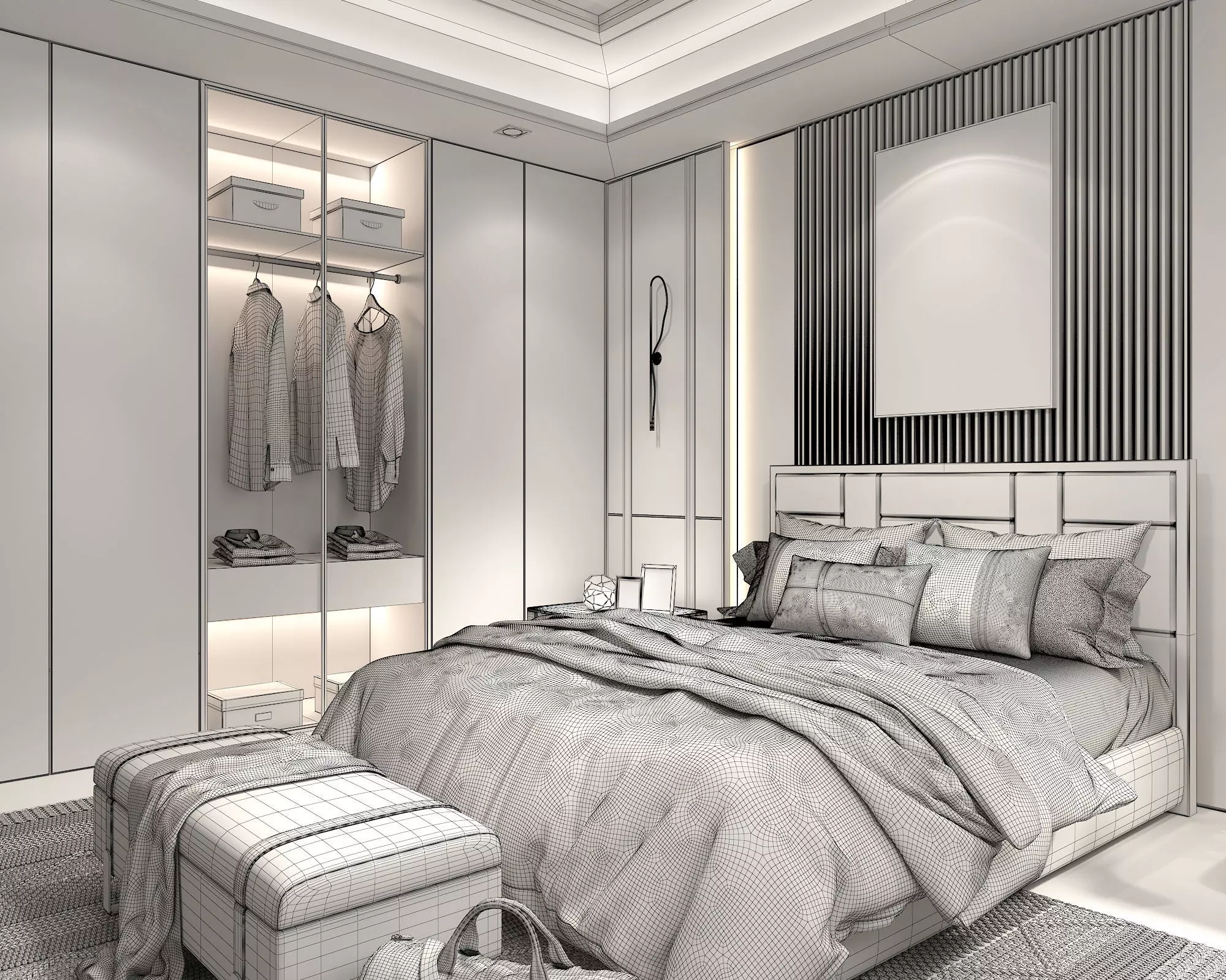 Modern Bedroom Scene 37 3D model_9