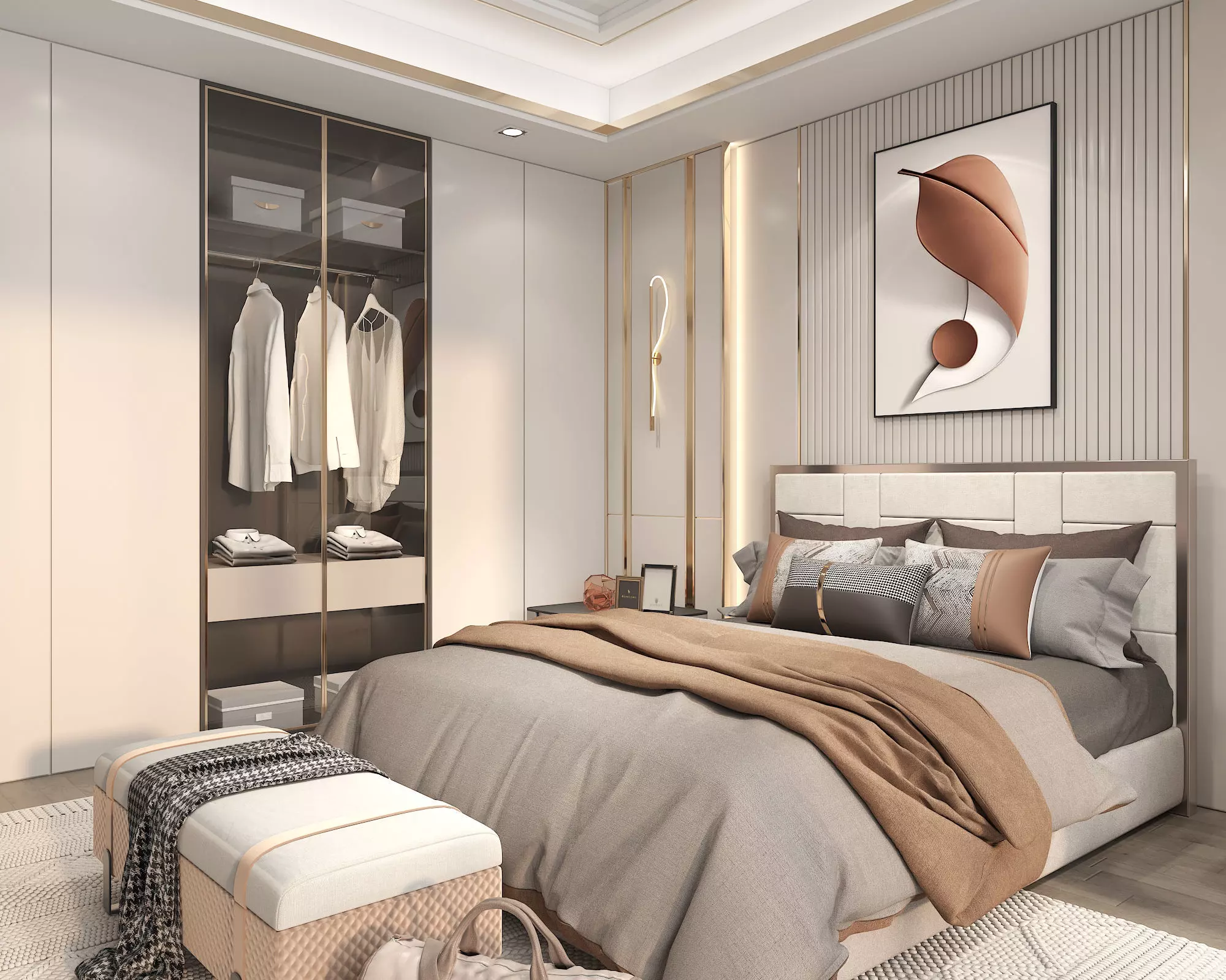Modern Bedroom Scene 37 3D model_3