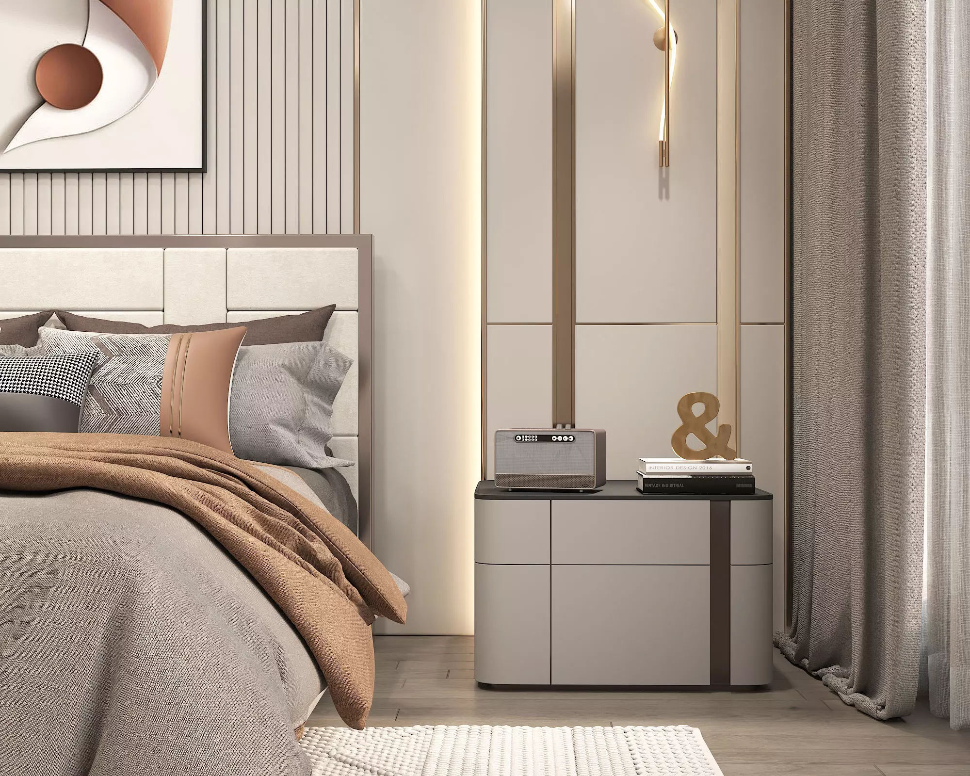 Modern Bedroom Scene 37 3D model_5