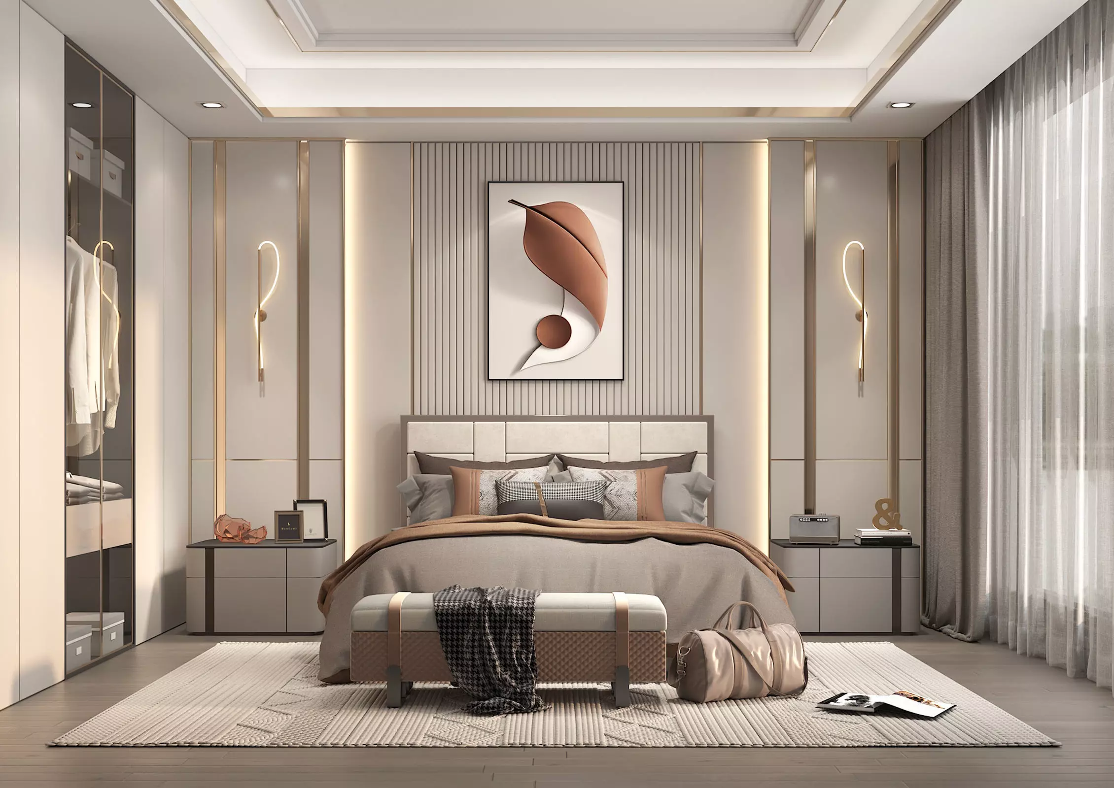 Modern Bedroom Scene 37 3D model_0