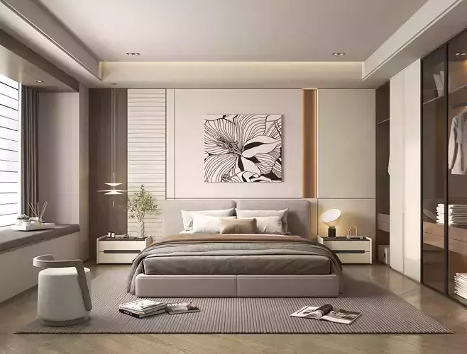 Modern Bedroom Scene 38