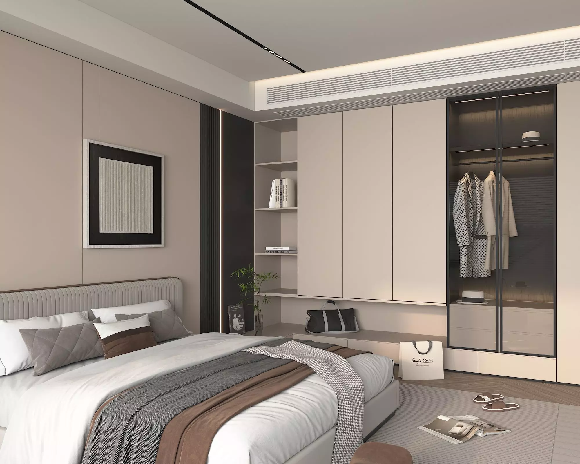 Modern Bedroom Scene 40 3D model_4