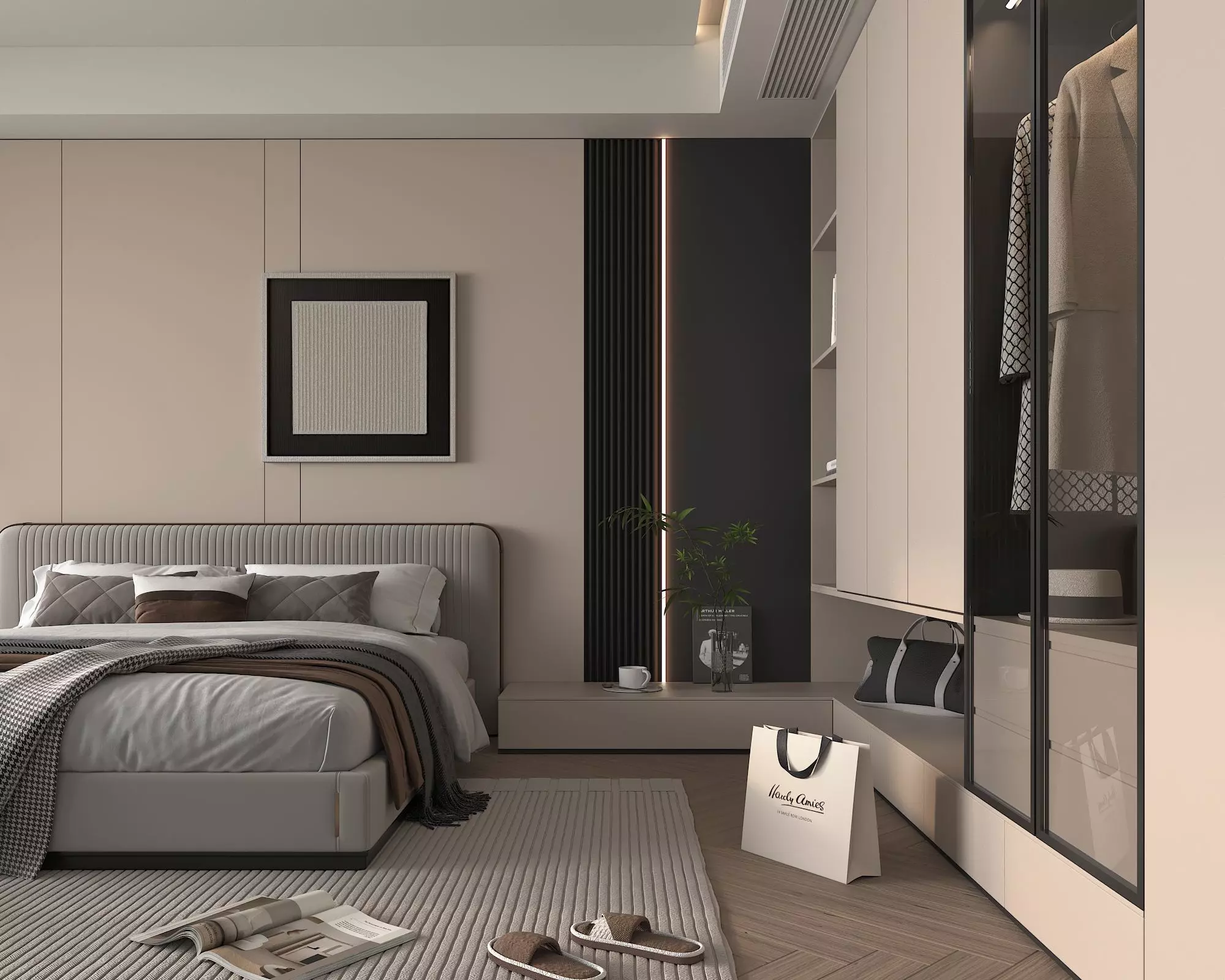 Modern Bedroom Scene 40 3D model_5