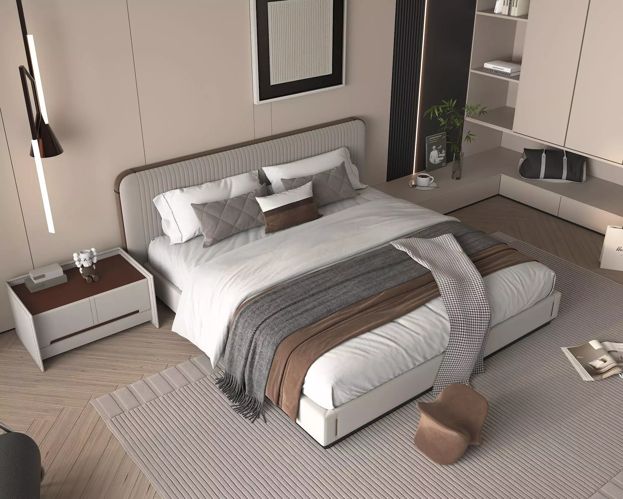 Modern Bedroom Scene 40 3D model_6