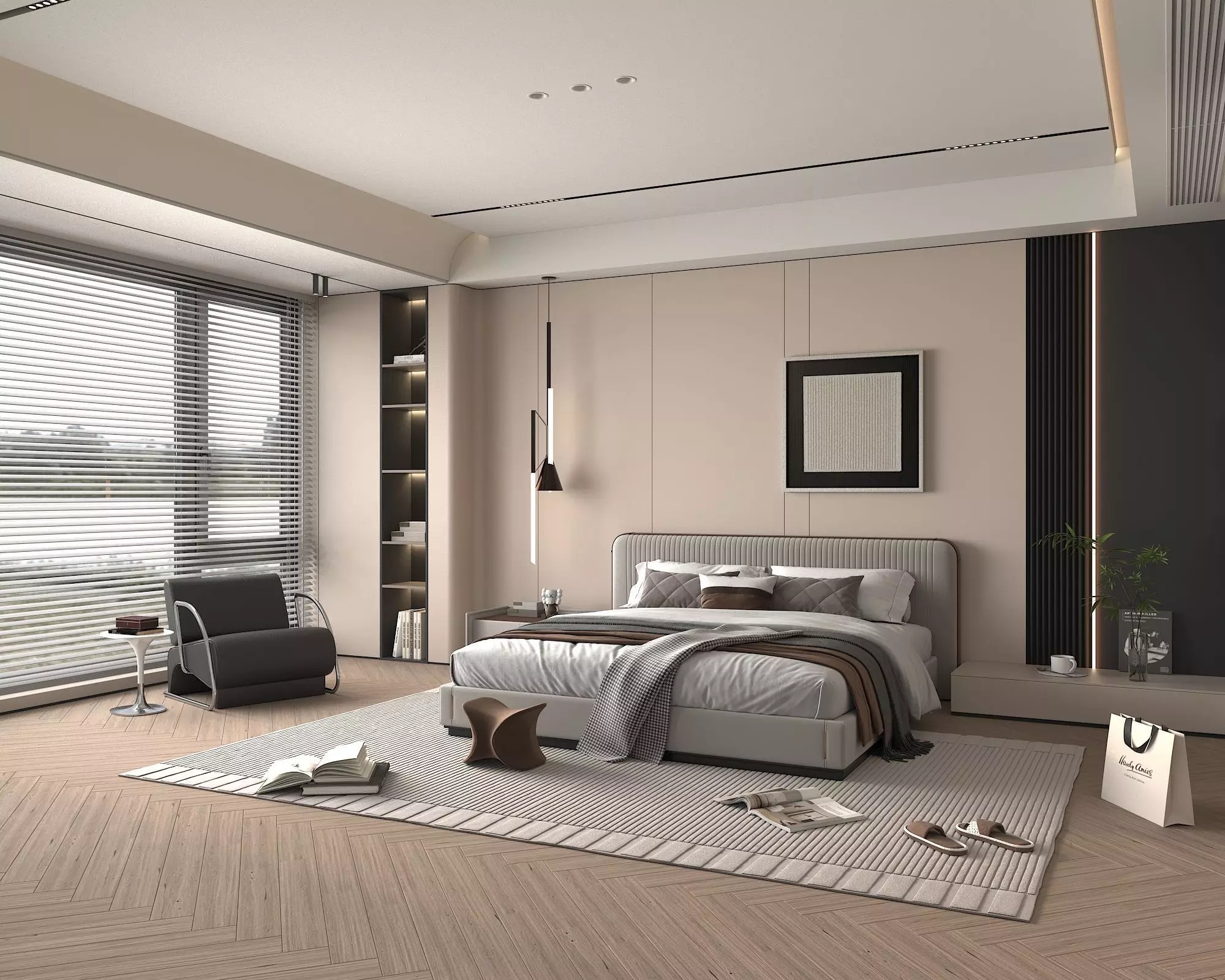 Modern Bedroom Scene 40 3D model_2