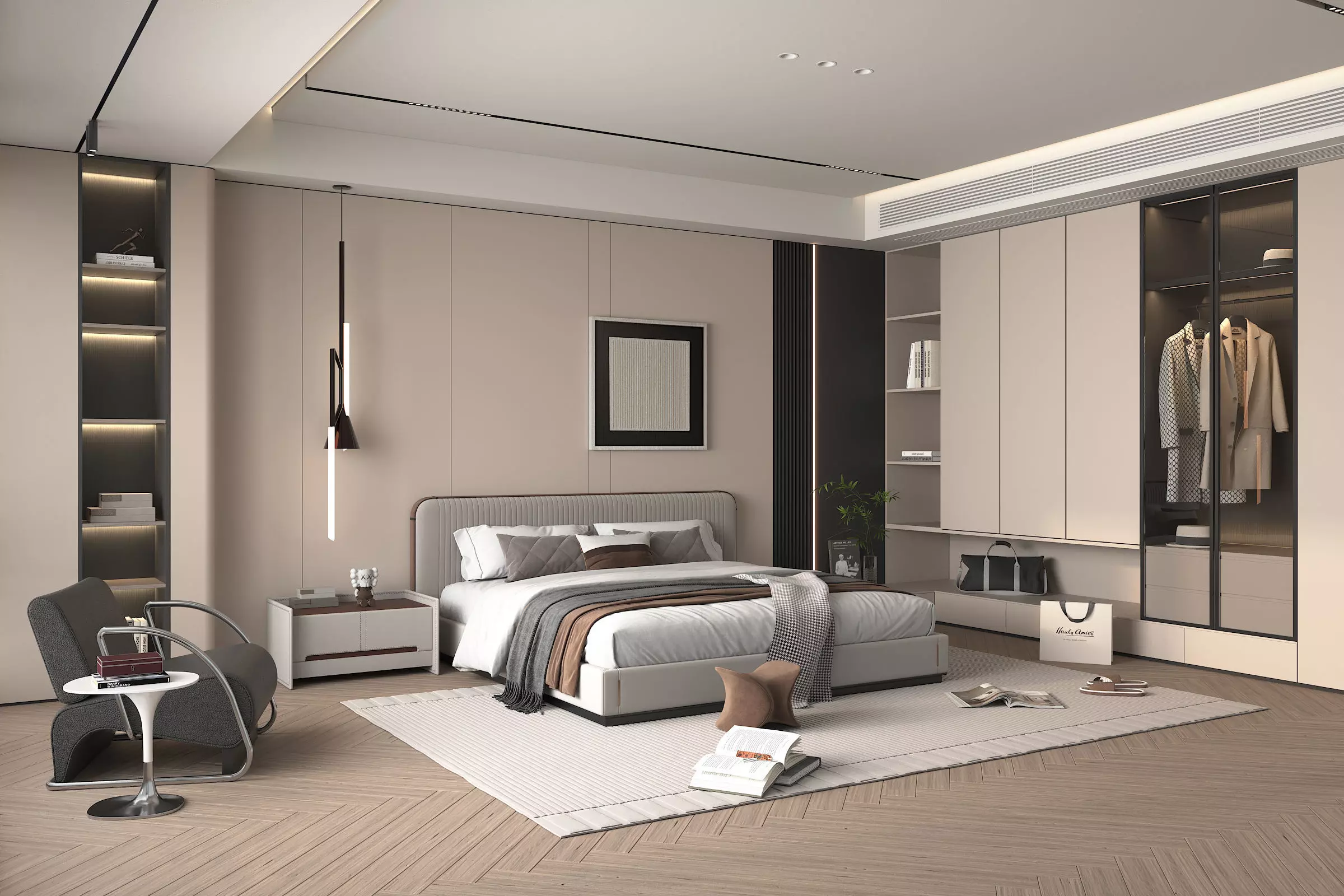 Modern Bedroom Scene 40 3D model_1