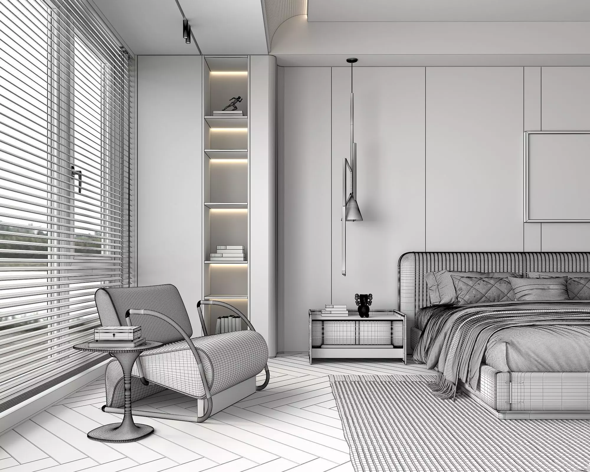 Modern Bedroom Scene 40 3D model_10