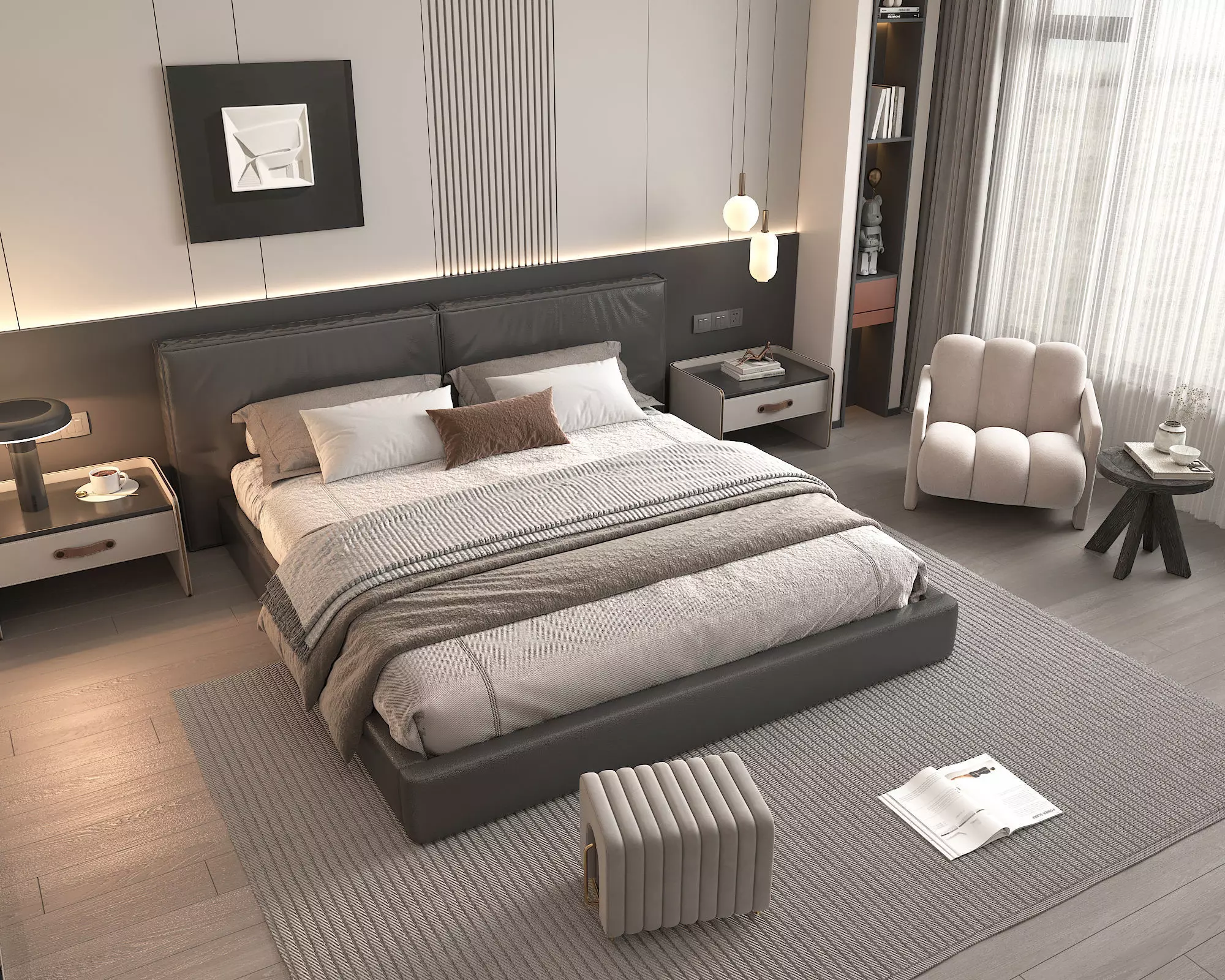 Modern Bedroom Scene 42 3D model_6