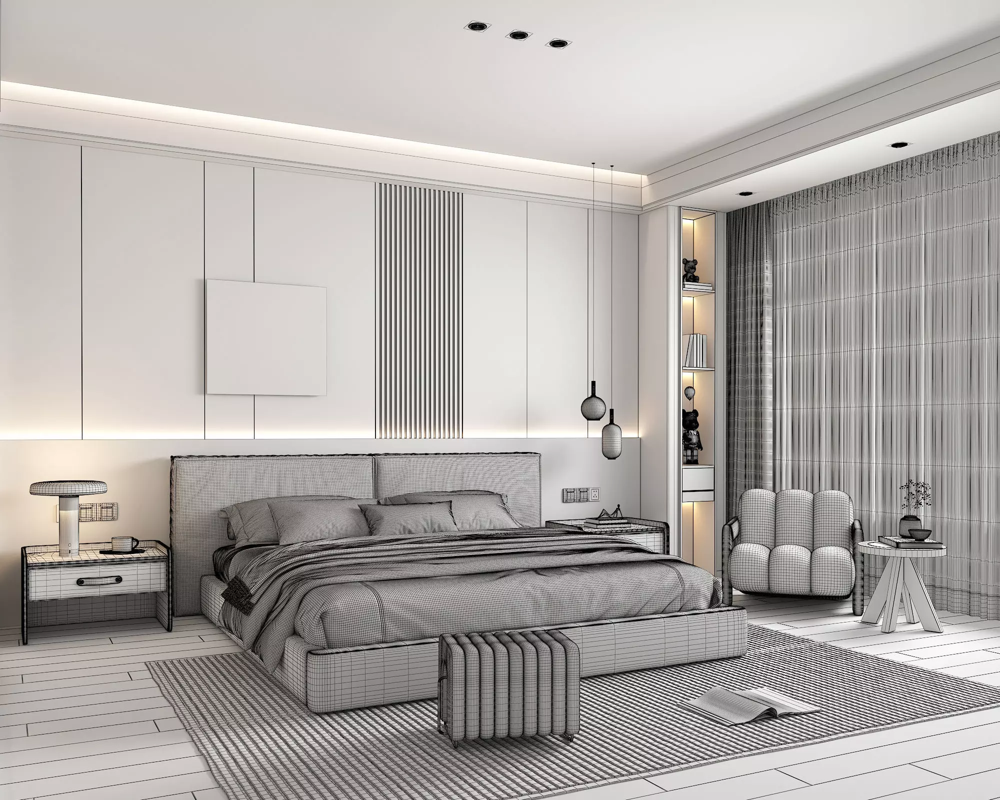 Modern Bedroom Scene 42 3D model_9