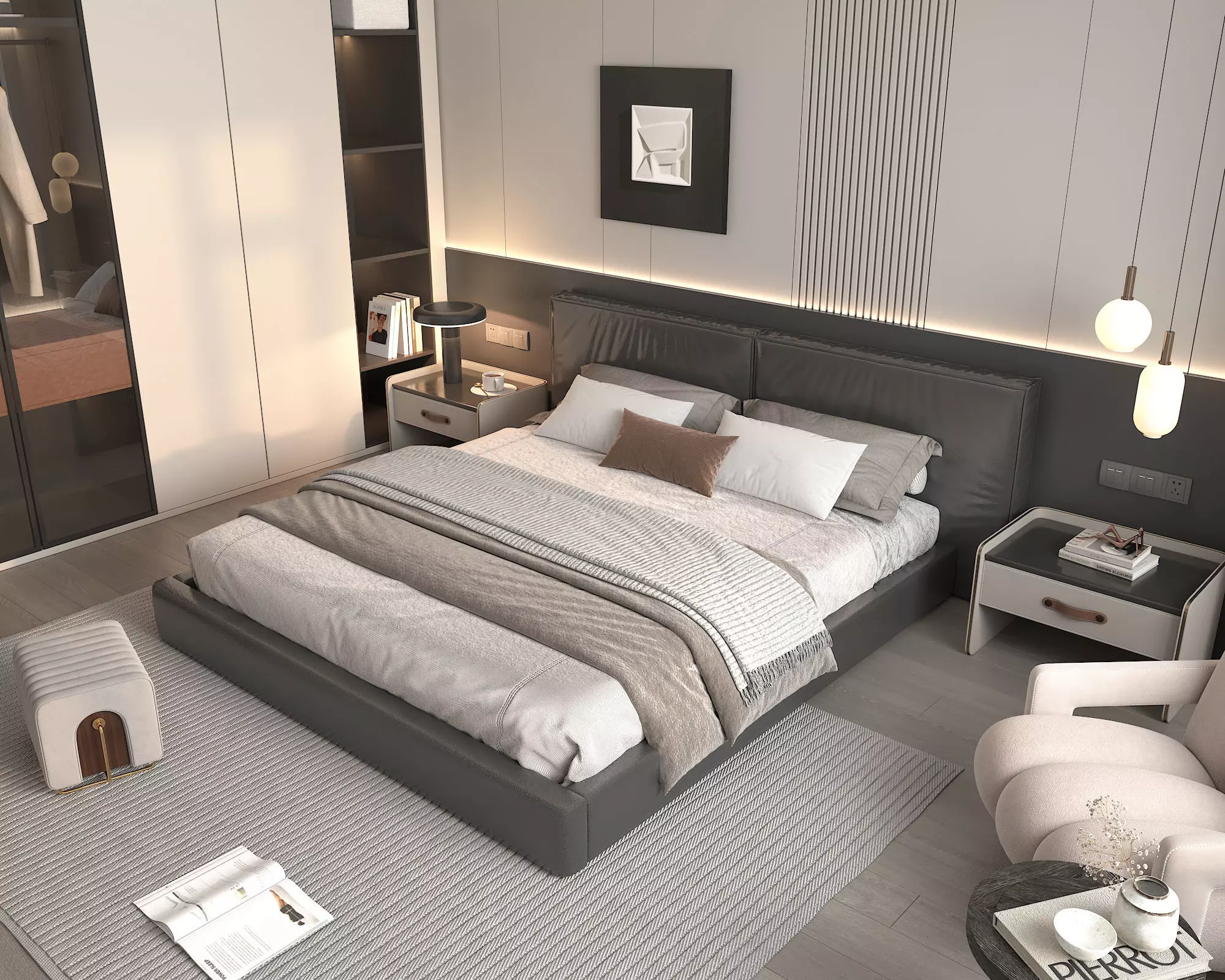 Modern Bedroom Scene 42 3D model_5