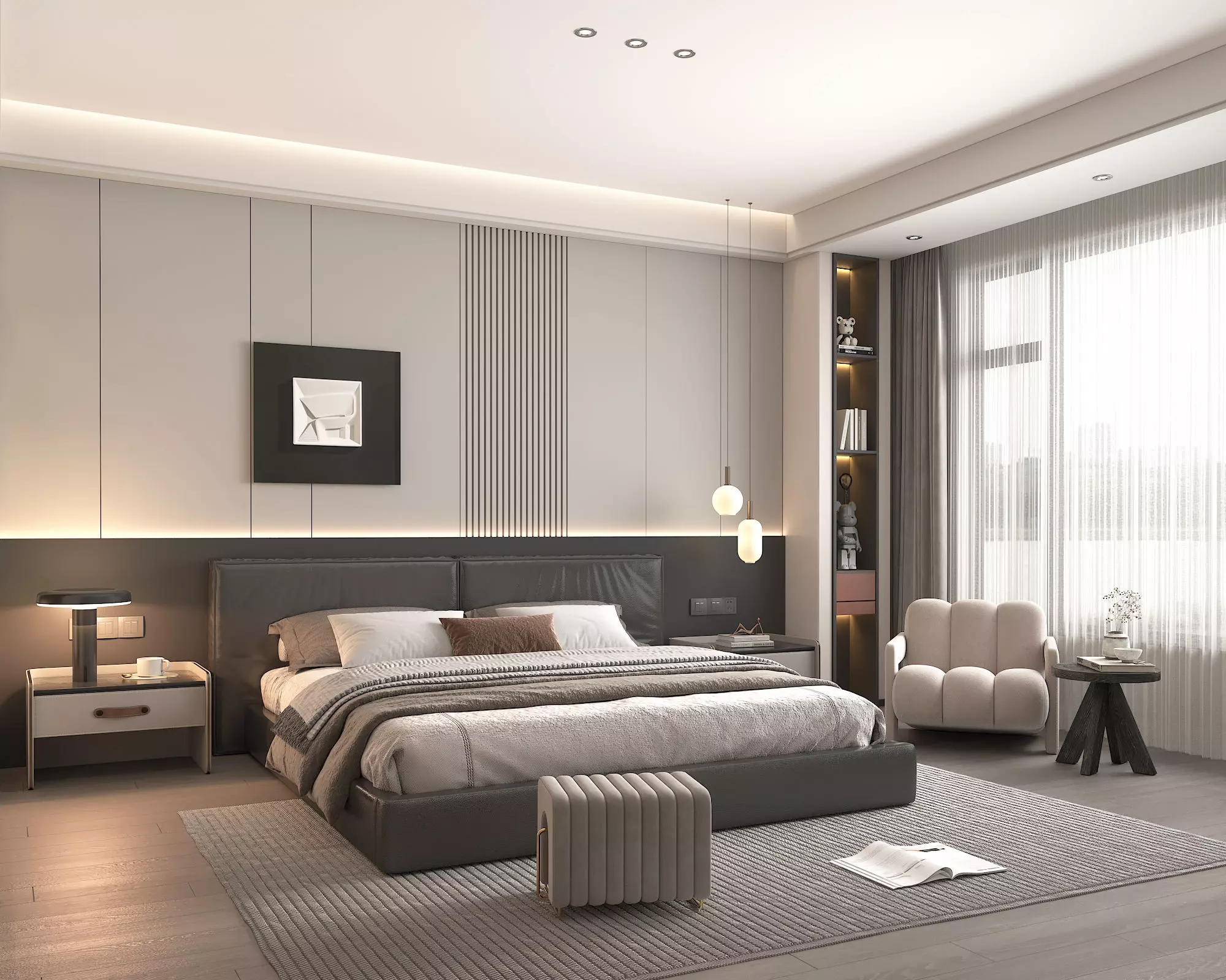 Modern Bedroom Scene 42 3D model_2
