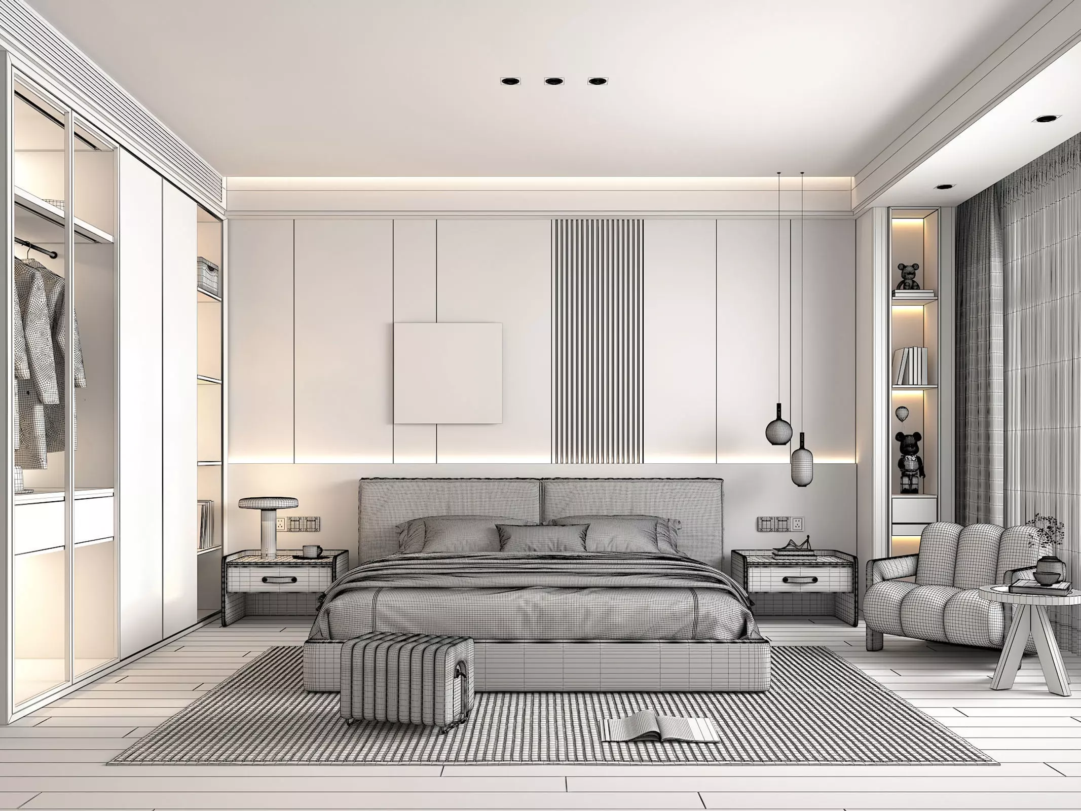 Modern Bedroom Scene 42 3D model_8
