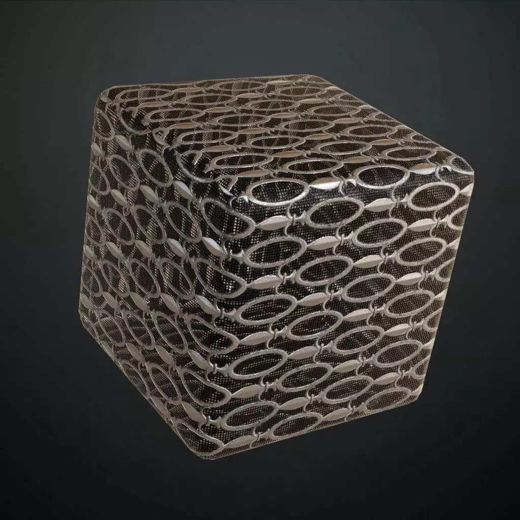 Silver Oval Chain Metal Grill Transparent PBR Seamless Texture_4