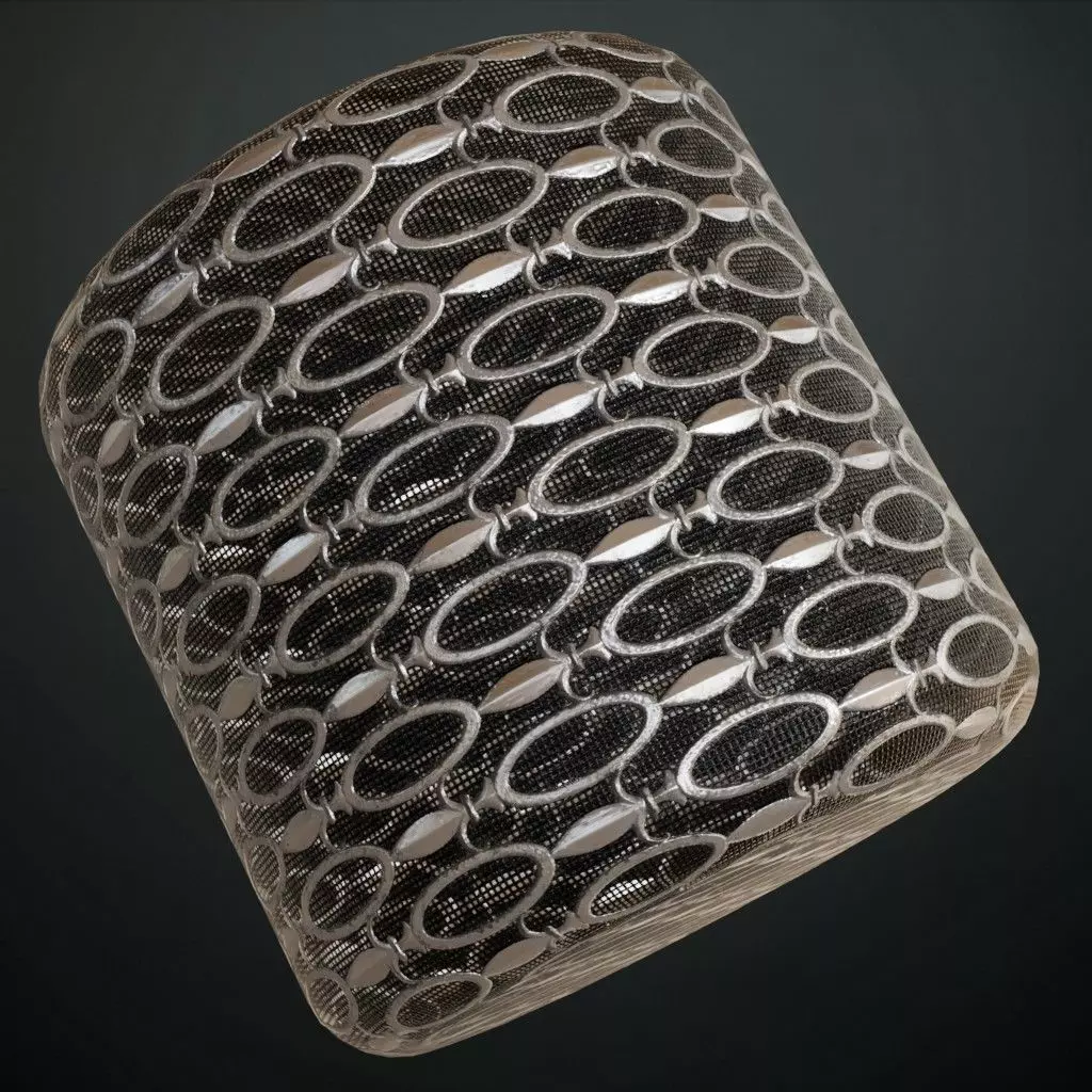 Silver Oval Chain Metal Grill Transparent PBR Seamless Texture_1