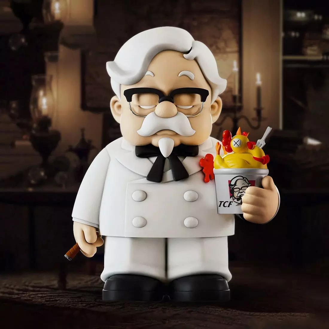 White Colonel Sanders The Chicken Father KFC toy 3D print model