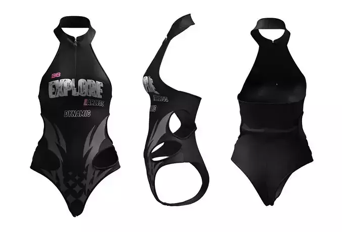 Dynamic woman athletic halter swimsuit 3d model