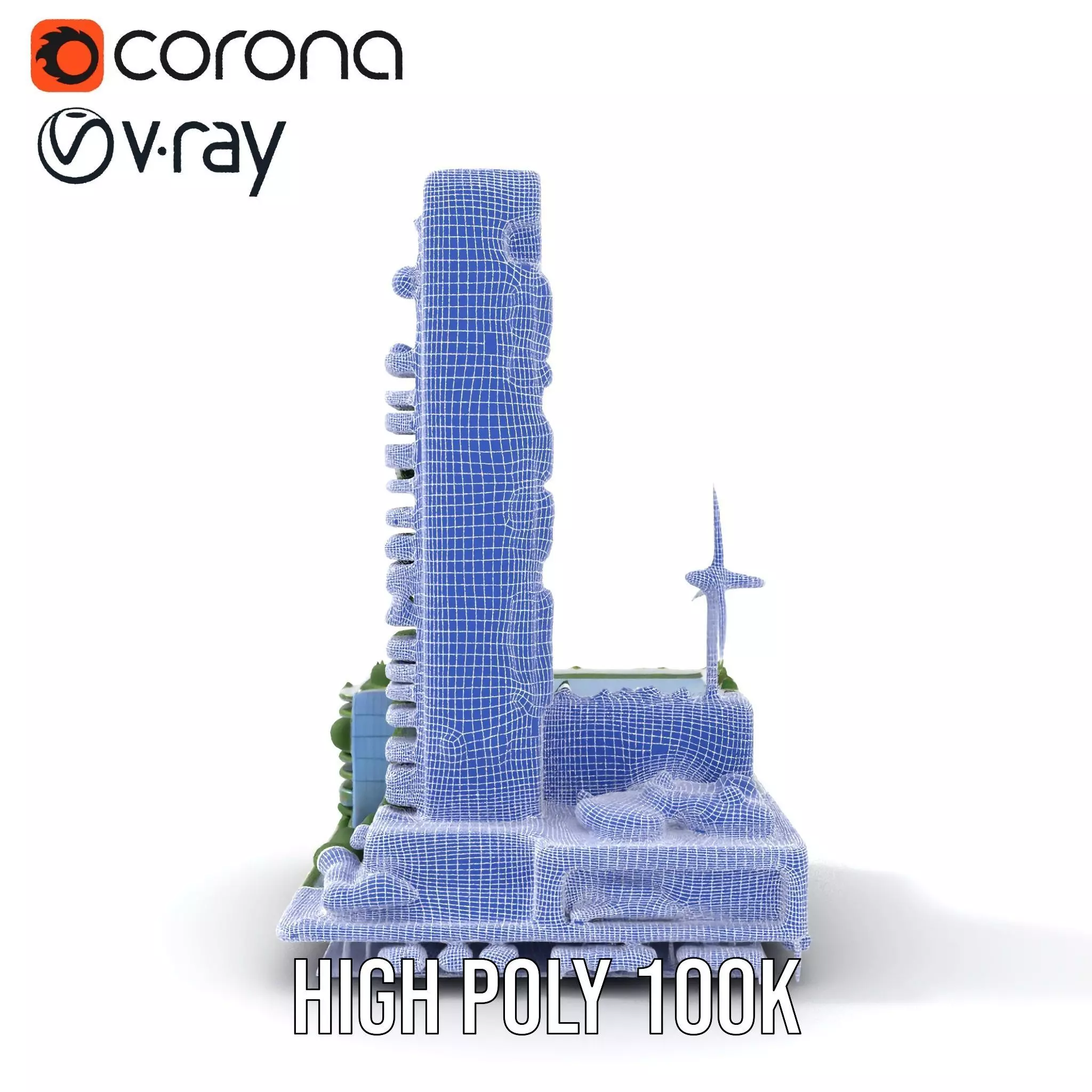 Eco Tower Architecture model pack Low-poly 3D model_33