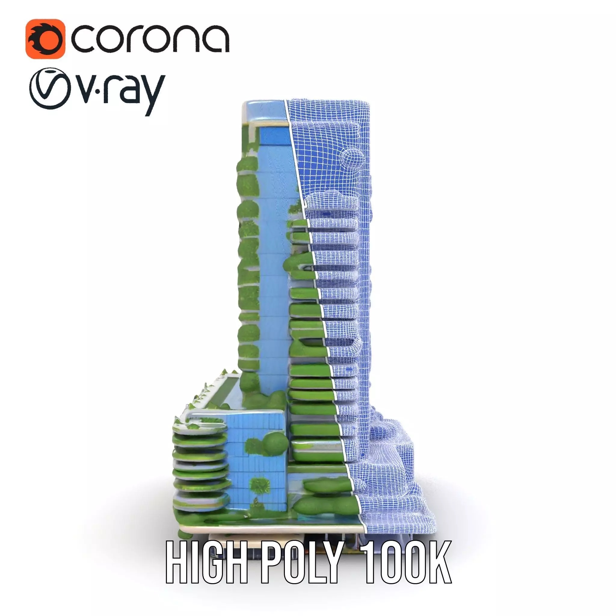Eco Tower Architecture model pack Low-poly 3D model_32