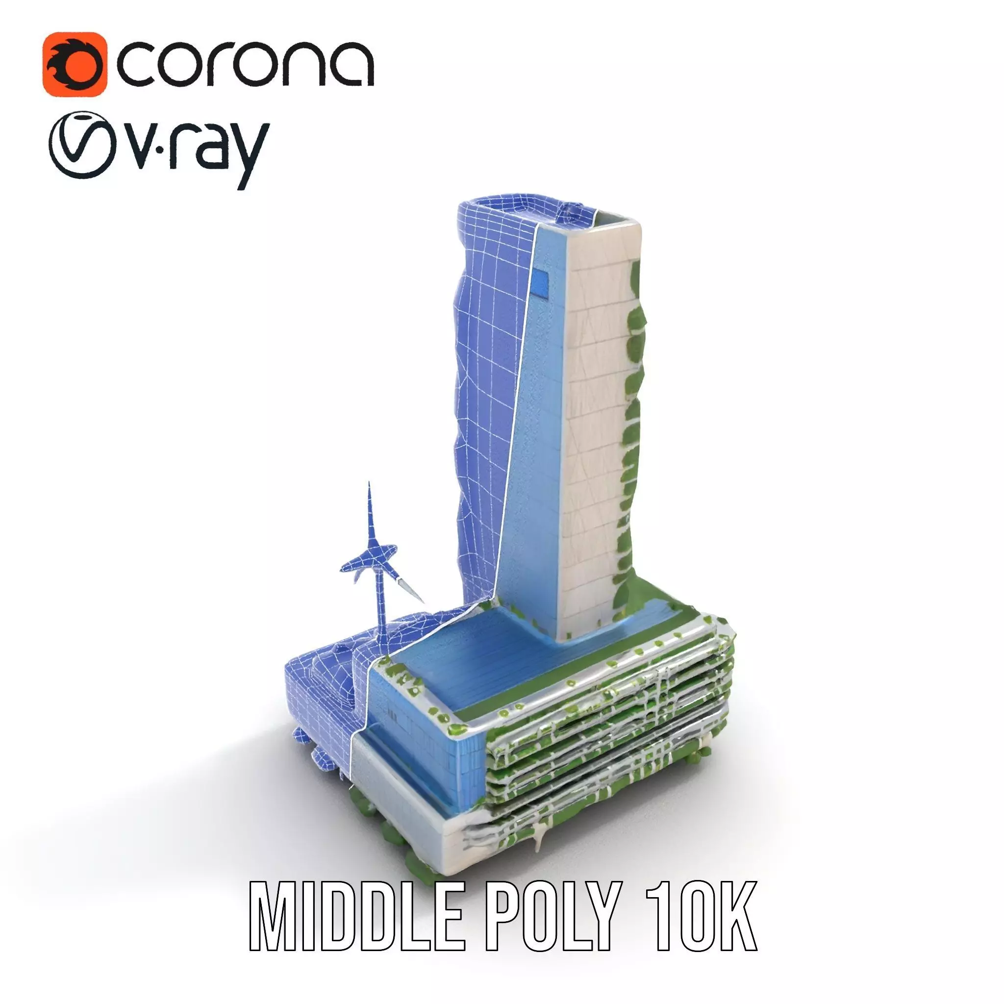 Eco Tower Architecture model pack Low-poly 3D model_14