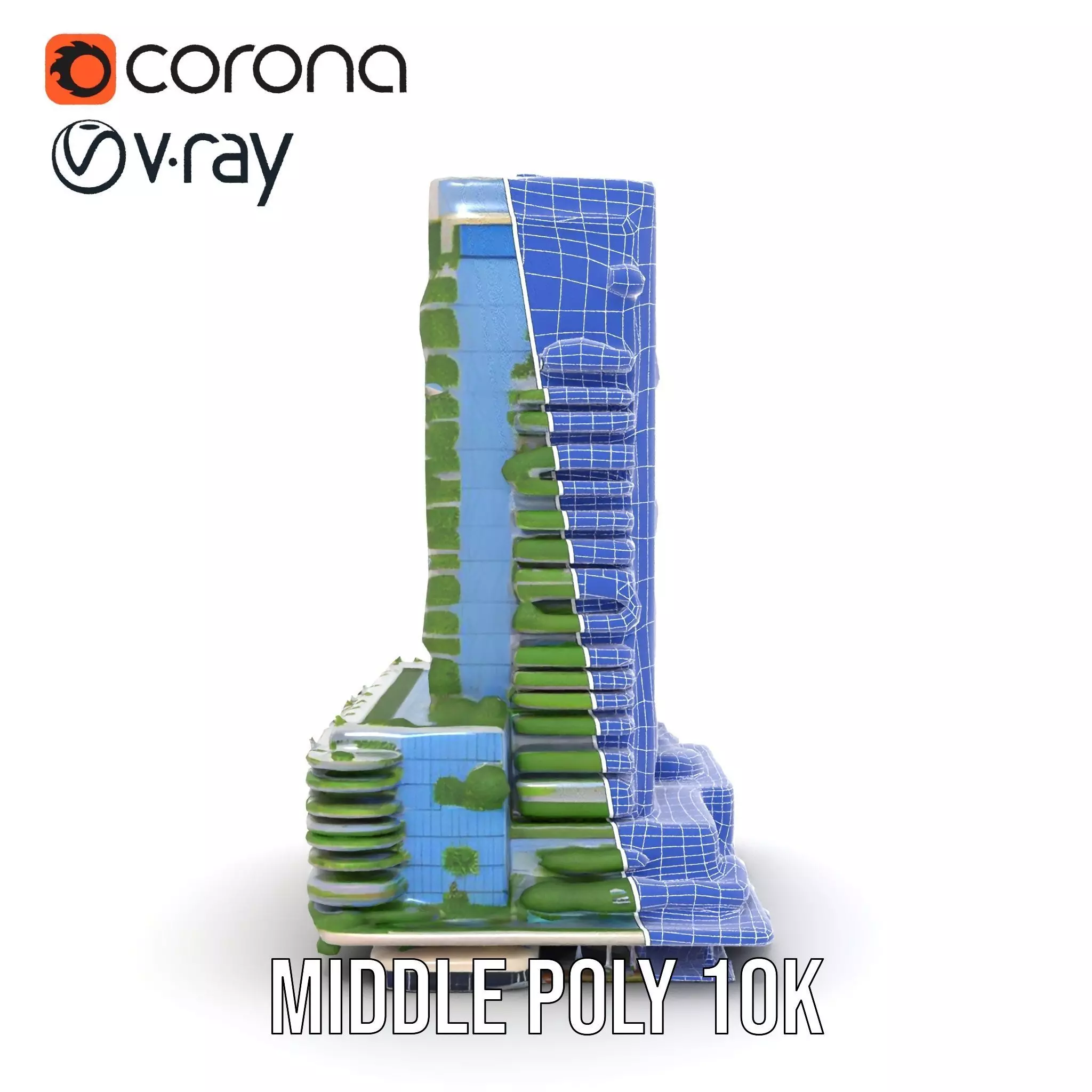 Eco Tower Architecture model pack Low-poly 3D model_27