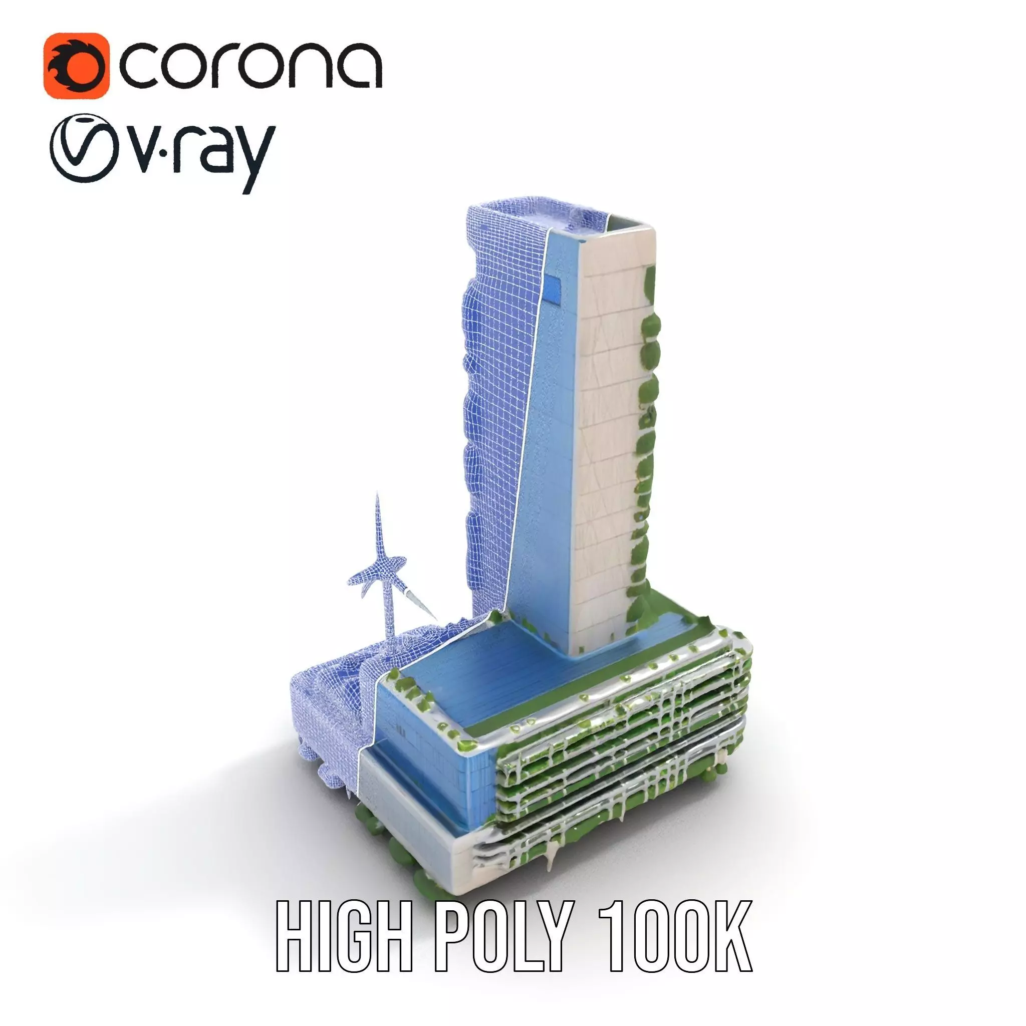 Eco Tower Architecture model pack Low-poly 3D model_34
