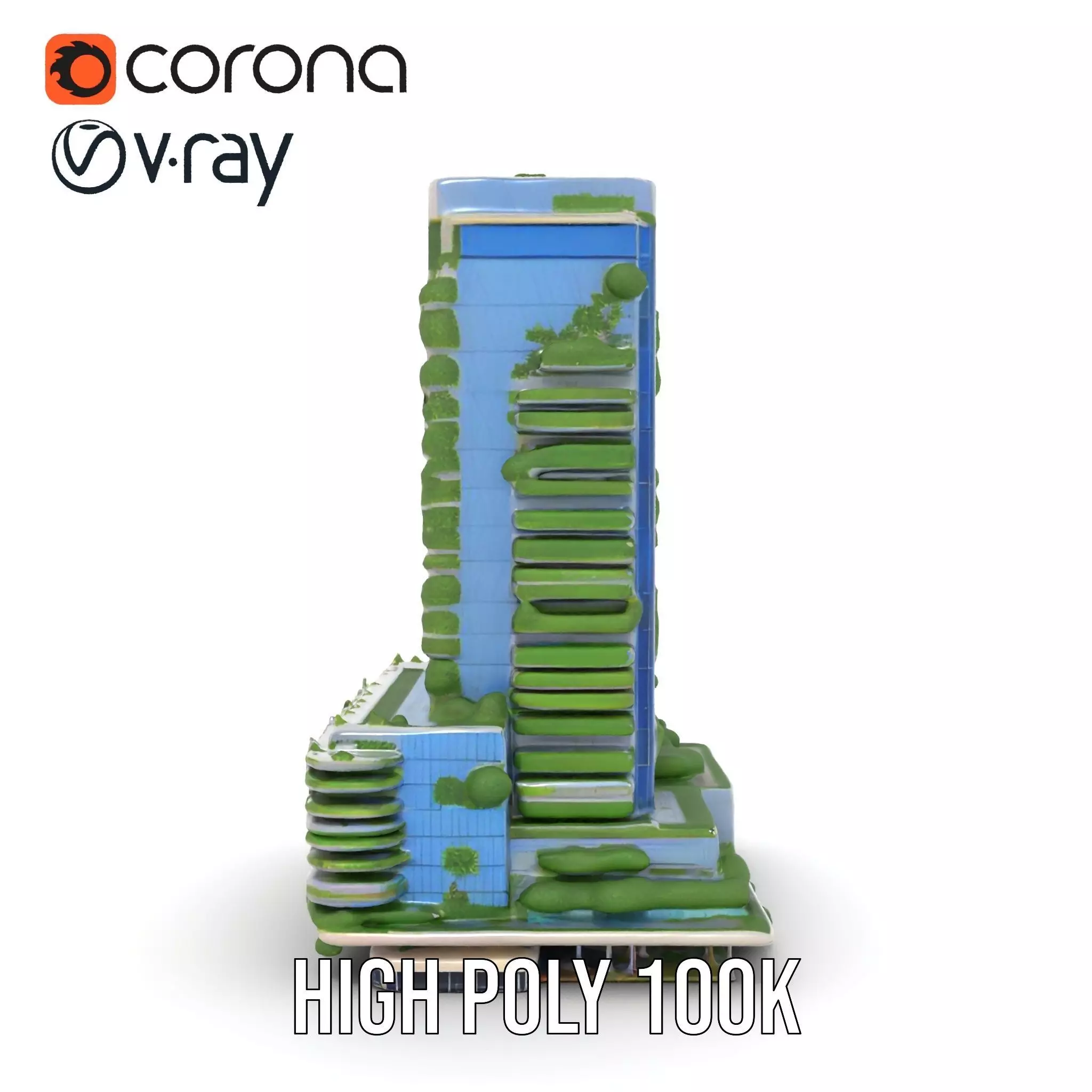 Eco Tower Architecture model pack Low-poly 3D model_21