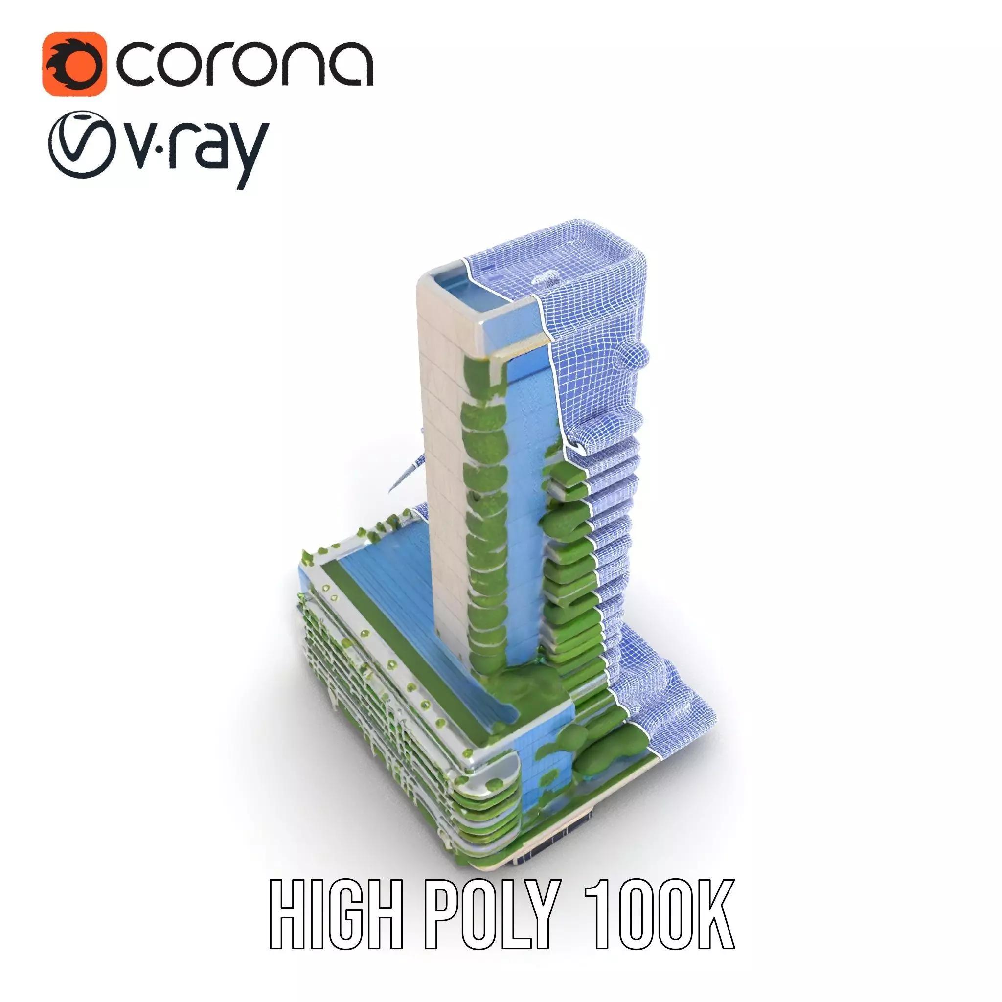 Eco Tower Architecture model pack Low-poly 3D model_35