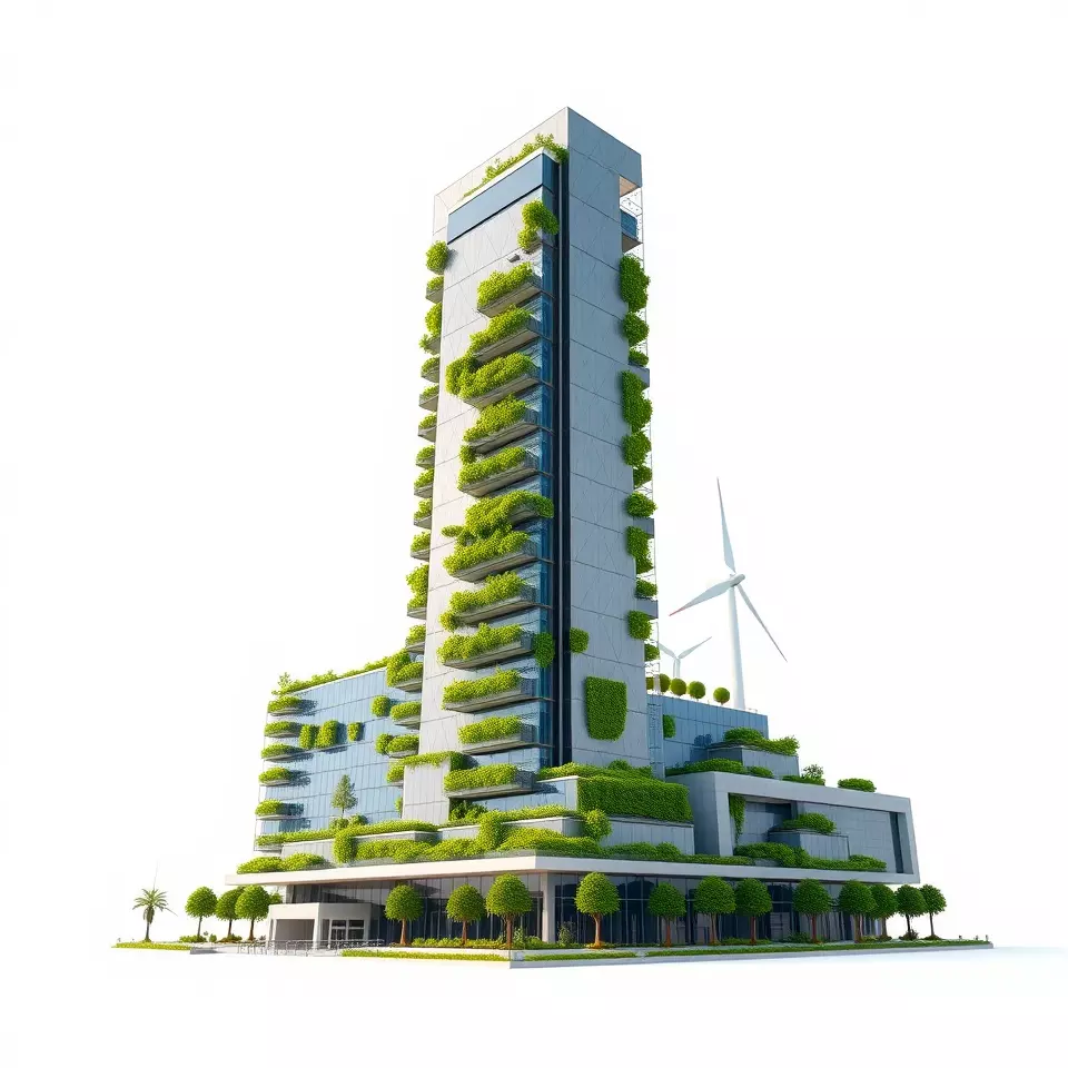 Eco Tower Architecture model pack Low-poly 3D model_3