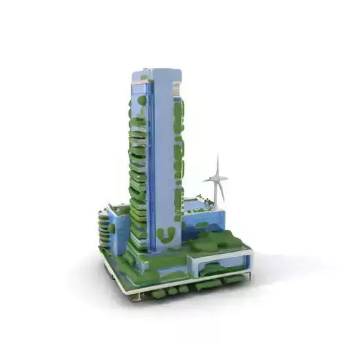 Eco Tower Architecture model pack Low-poly 3D model