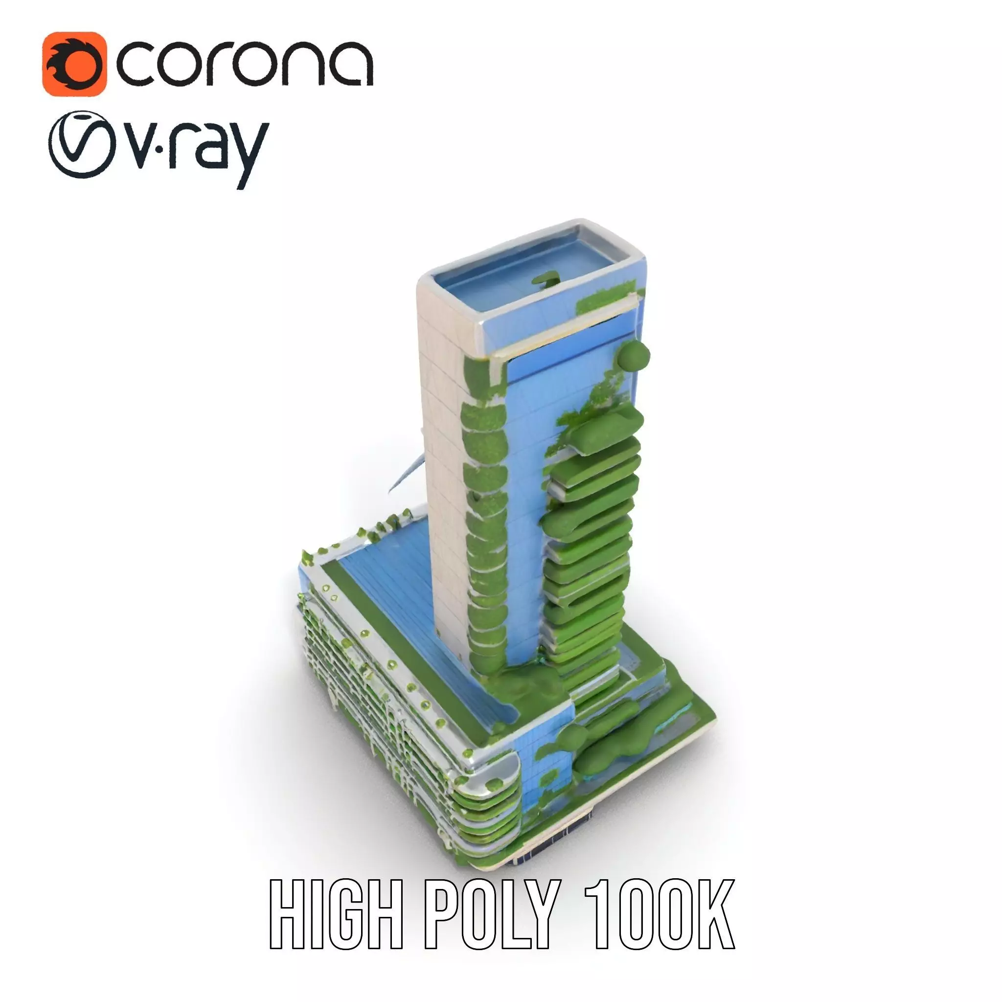 Eco Tower Architecture model pack Low-poly 3D model_29
