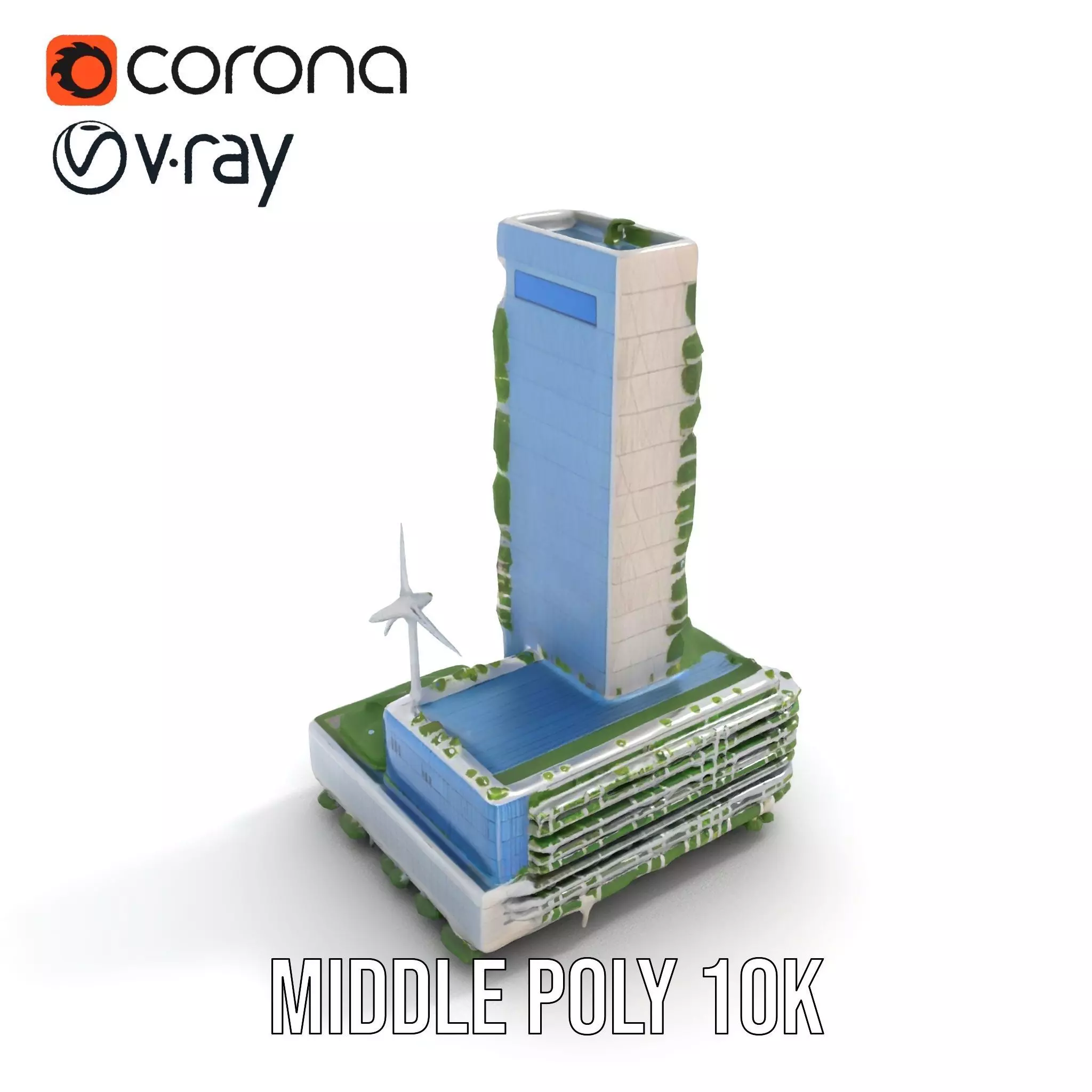Eco Tower Architecture model pack Low-poly 3D model_6