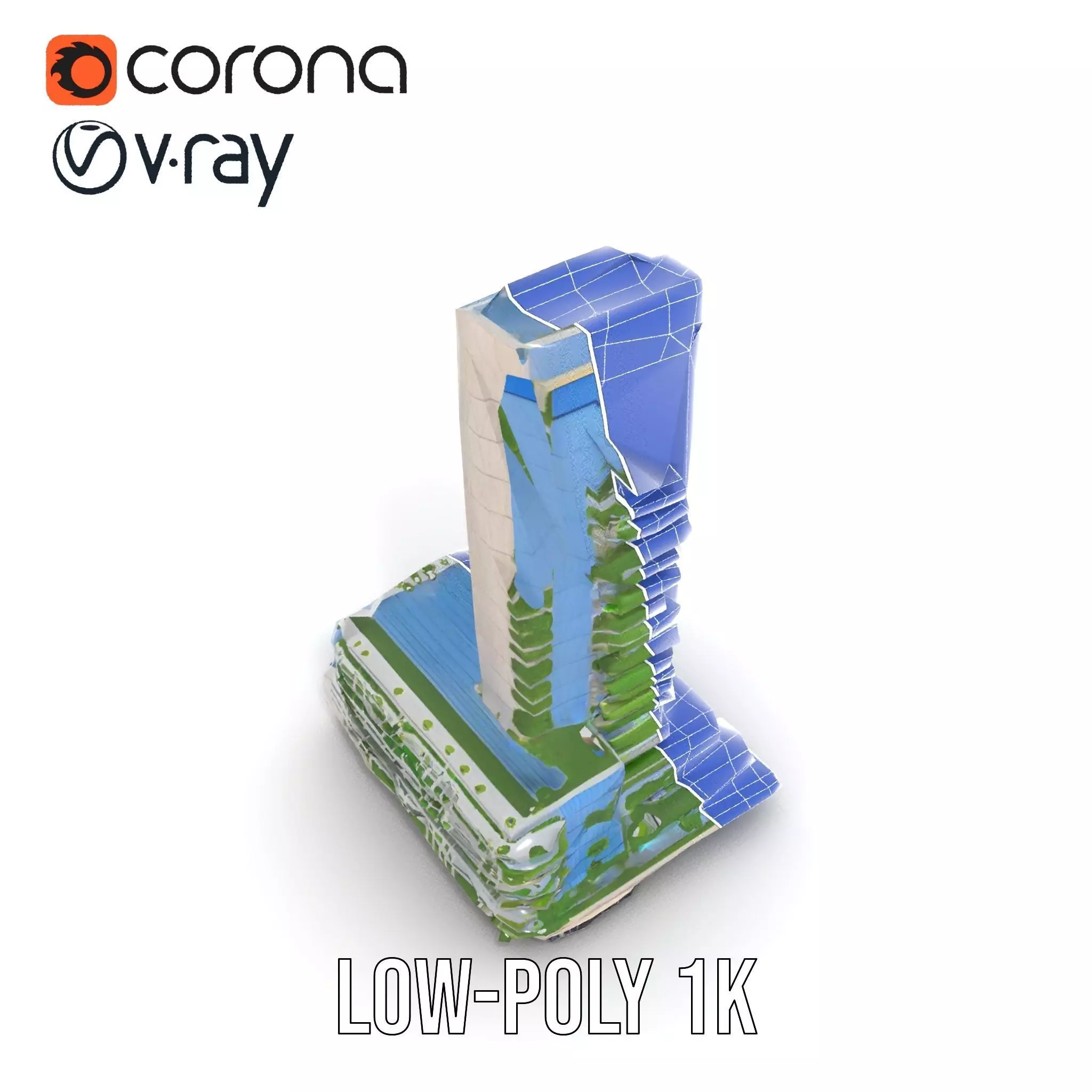 Eco Tower Architecture model pack Low-poly 3D model_23