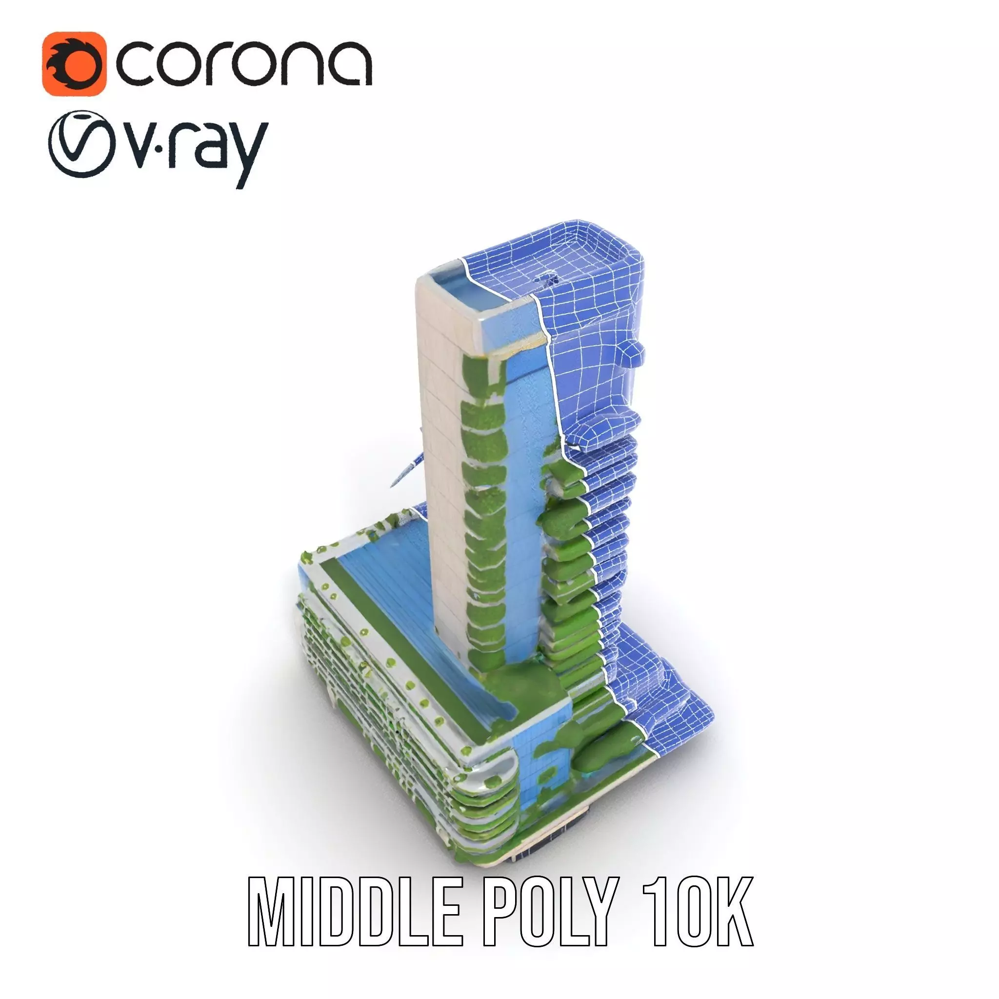 Eco Tower Architecture model pack Low-poly 3D model_19
