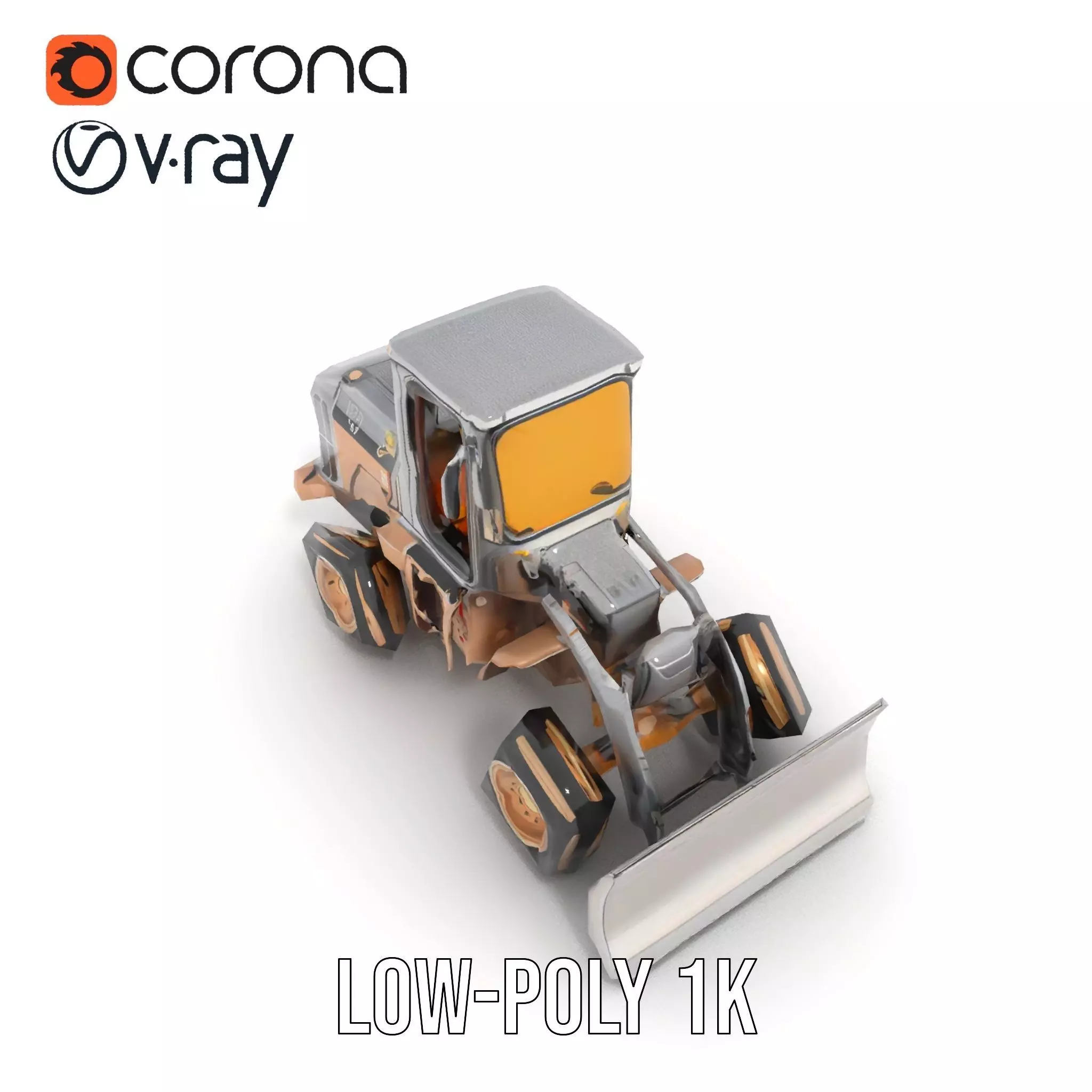 Industrial Bulldozer model pack Low-poly 3D model_23