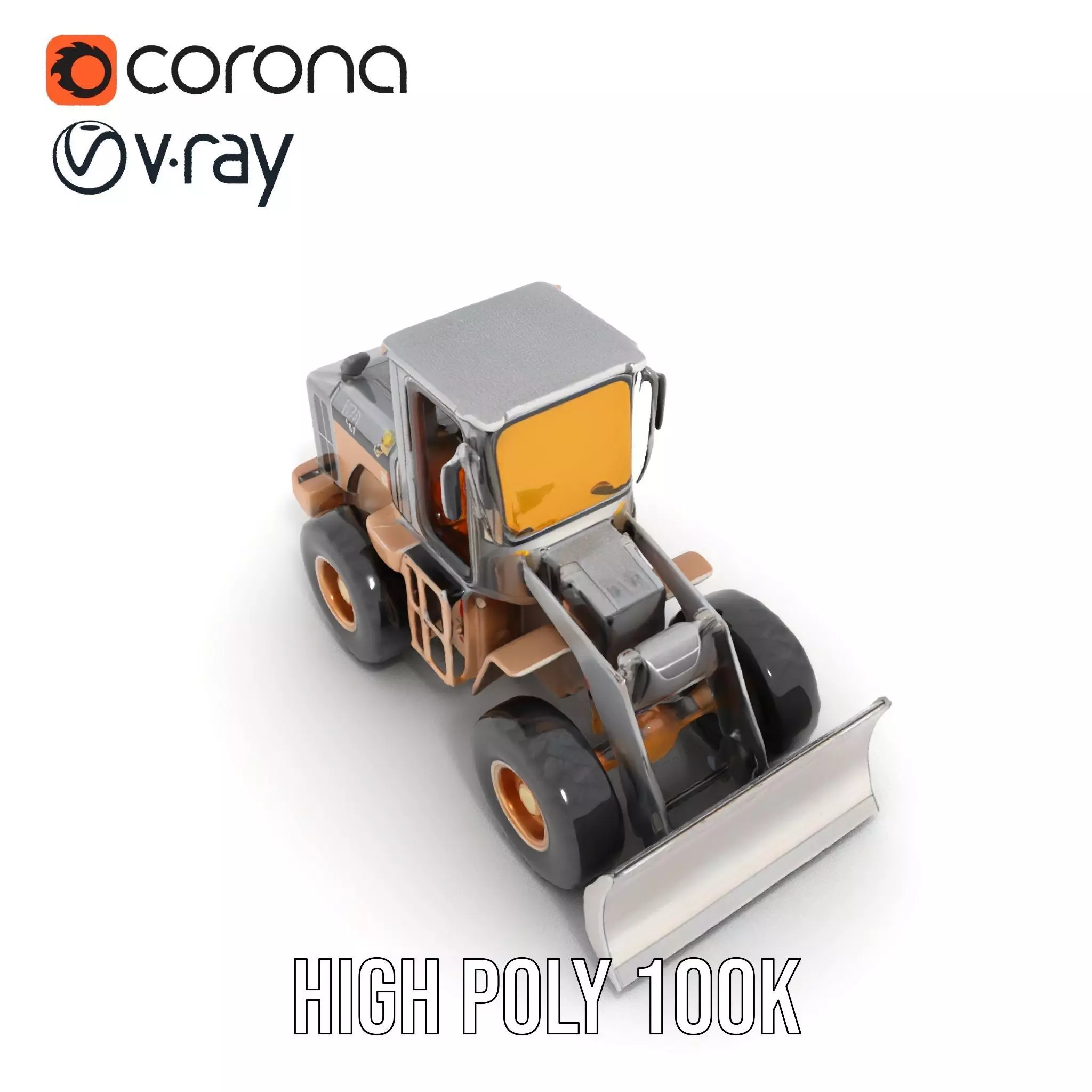 Industrial Bulldozer model pack Low-poly 3D model_16