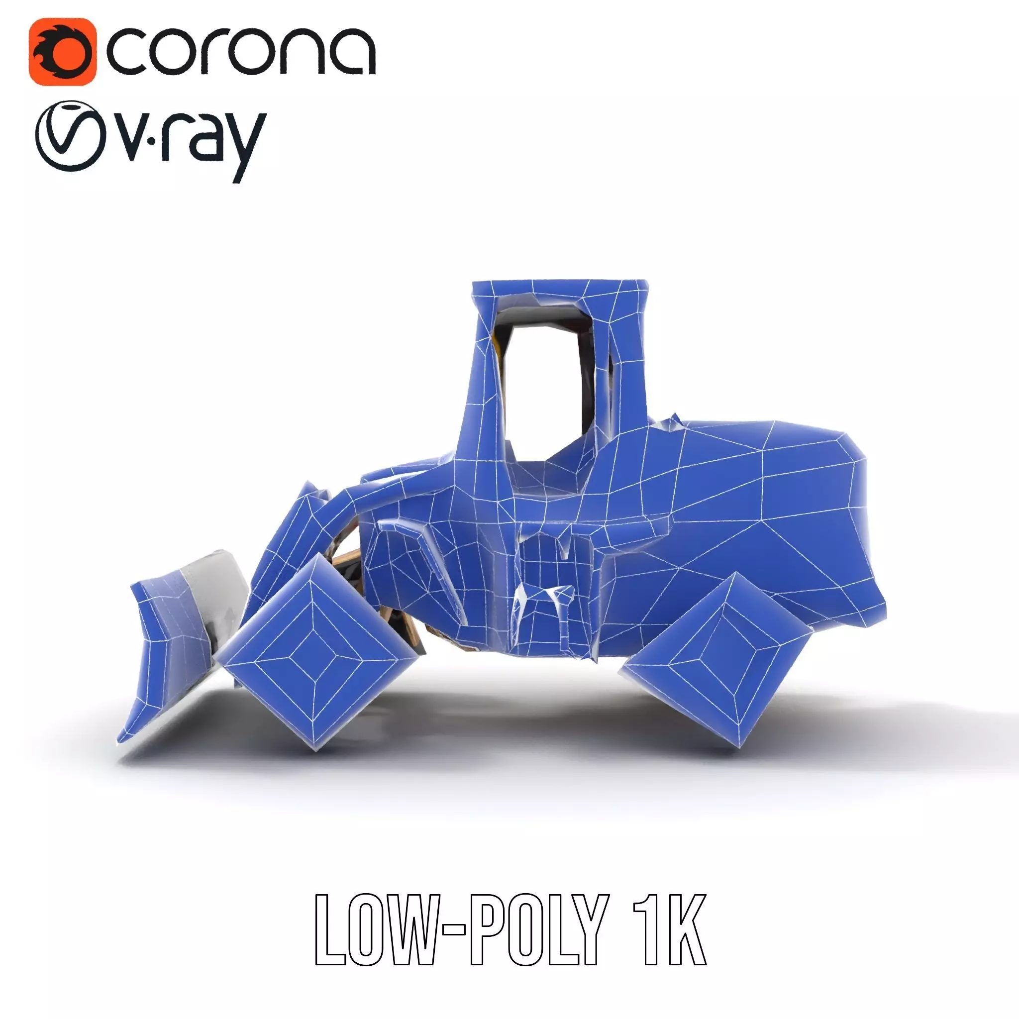 Industrial Bulldozer model pack Low-poly 3D model_10