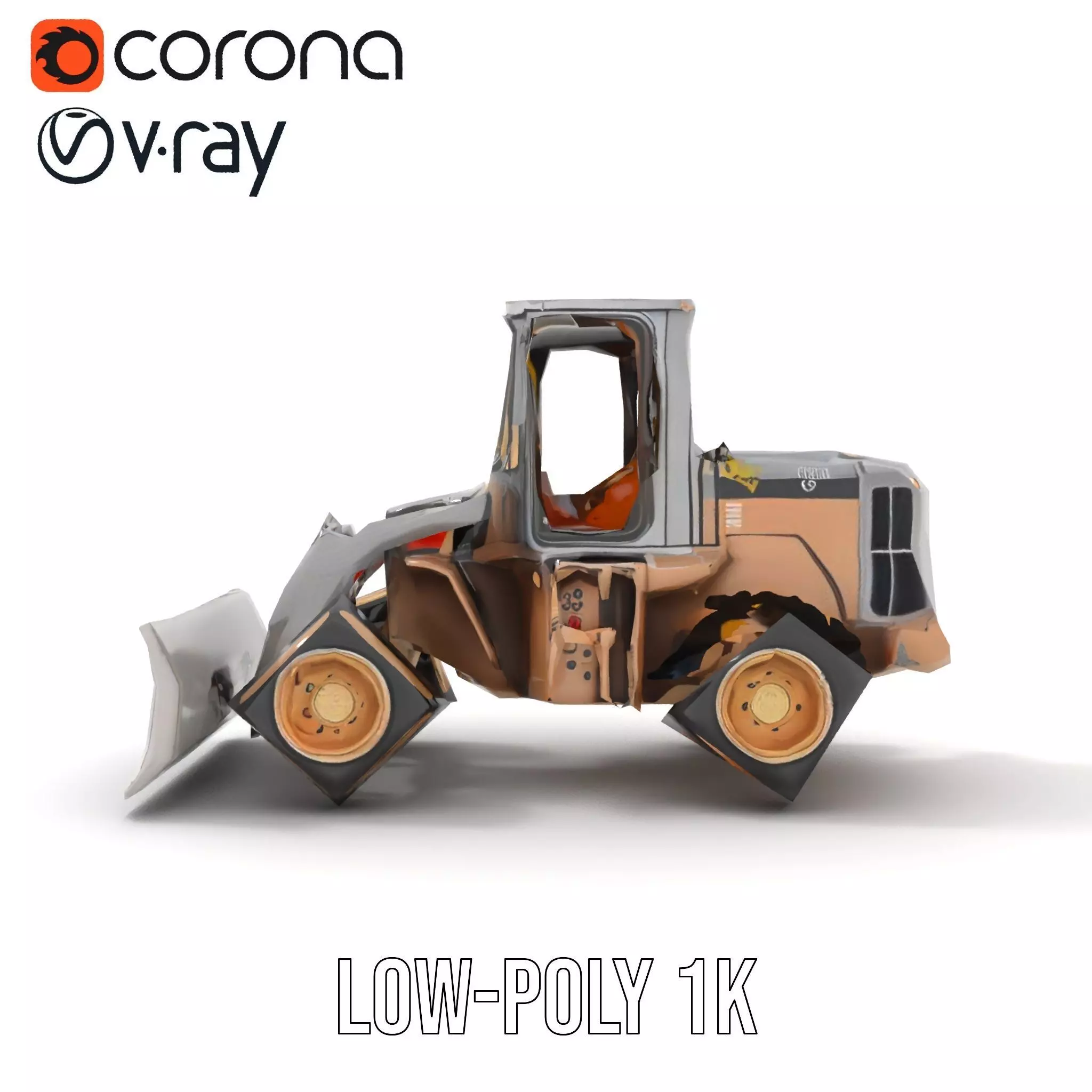 Industrial Bulldozer model pack Low-poly 3D model_13