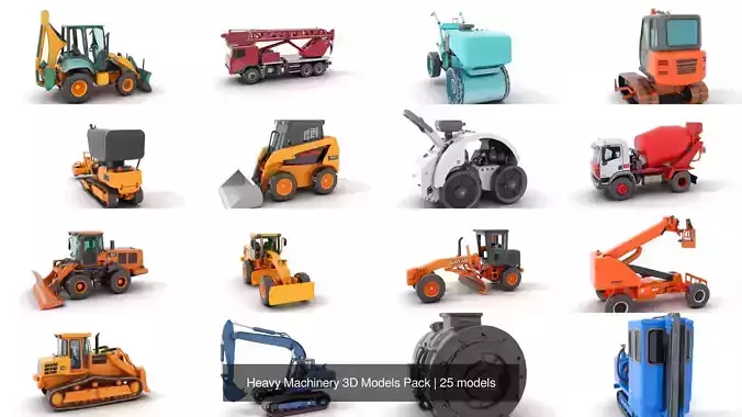 Heavy Machinery 3D Models Pack 3D Model Collection