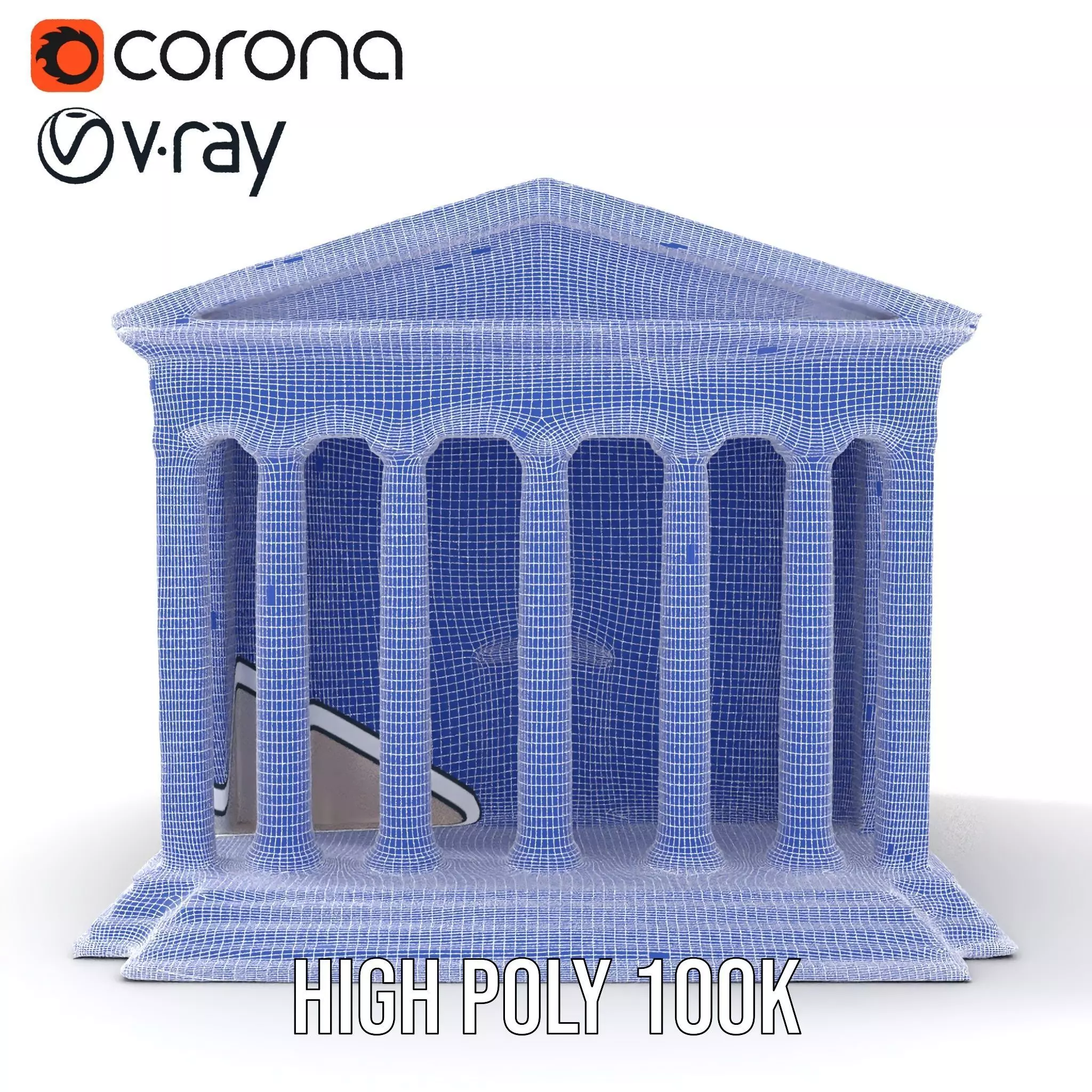 Neoclassical Temple model pack Low-poly 3D model_29