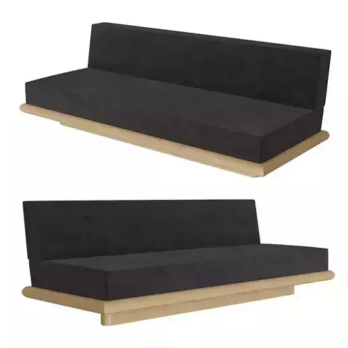 Sofa licot black with frame oak natural Ono 3