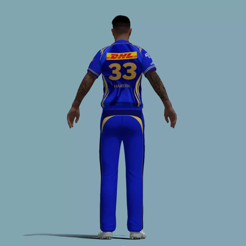 A-Pose Rigged Hardik Pandya 3D model_2