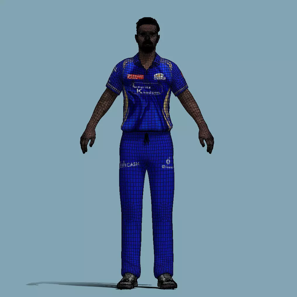 A-Pose Rigged Hardik Pandya 3D model_5