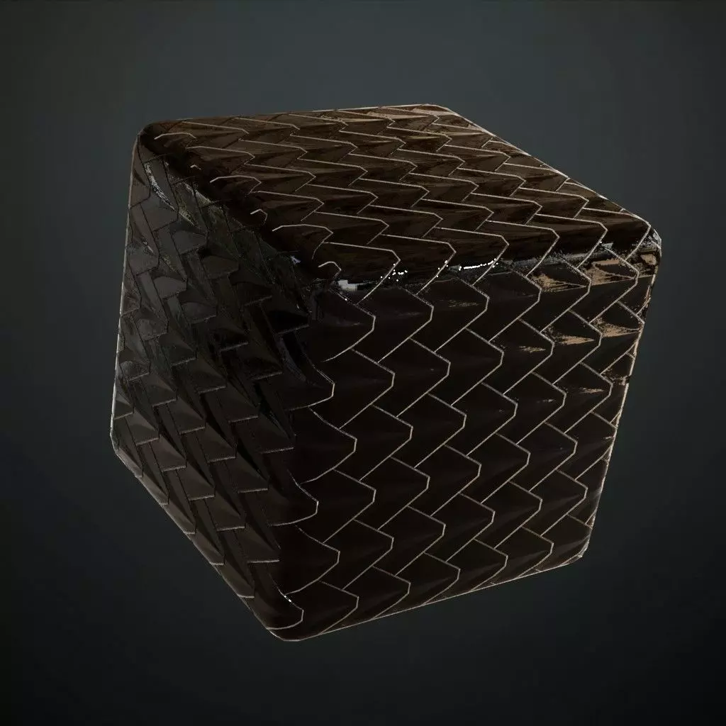 Dark High Gloss Chevron Metal Pattern PBR Seamless Texture_4