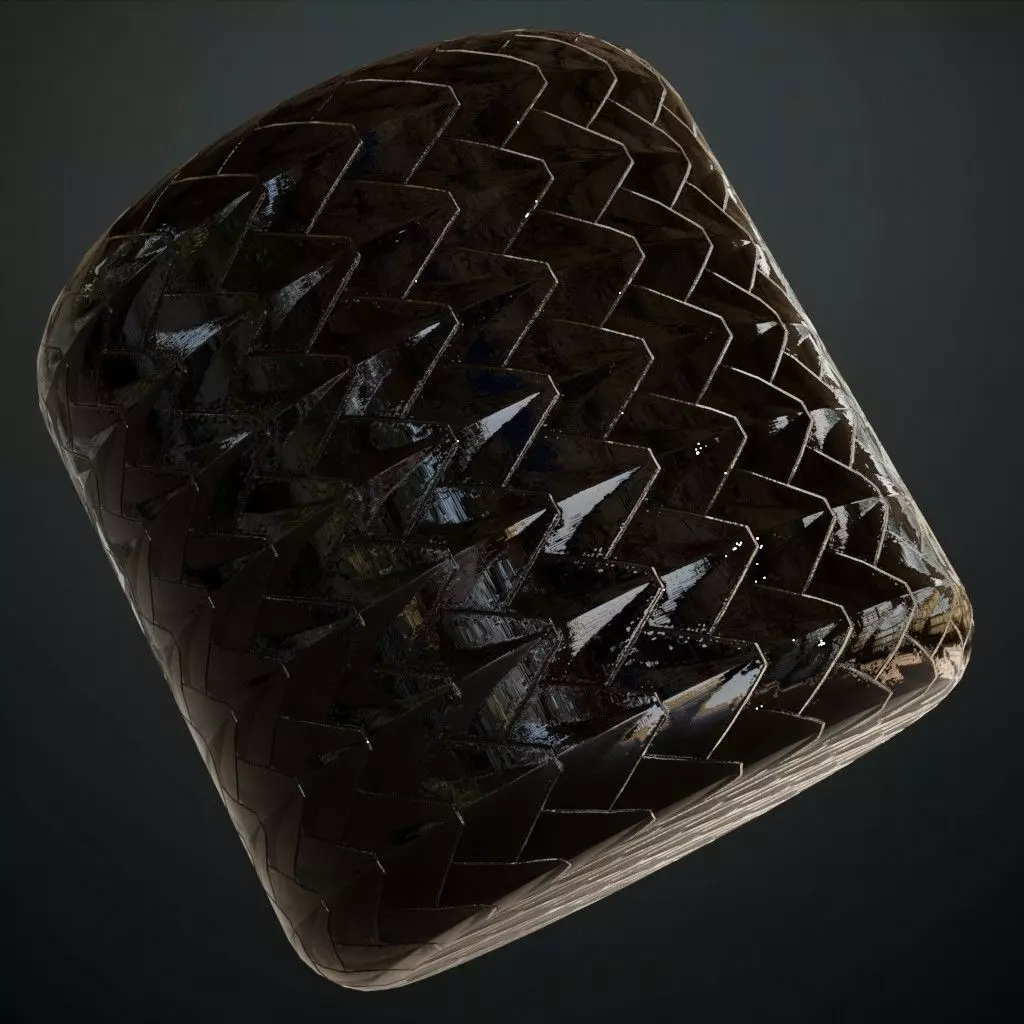 Dark High Gloss Chevron Metal Pattern PBR Seamless Texture_1