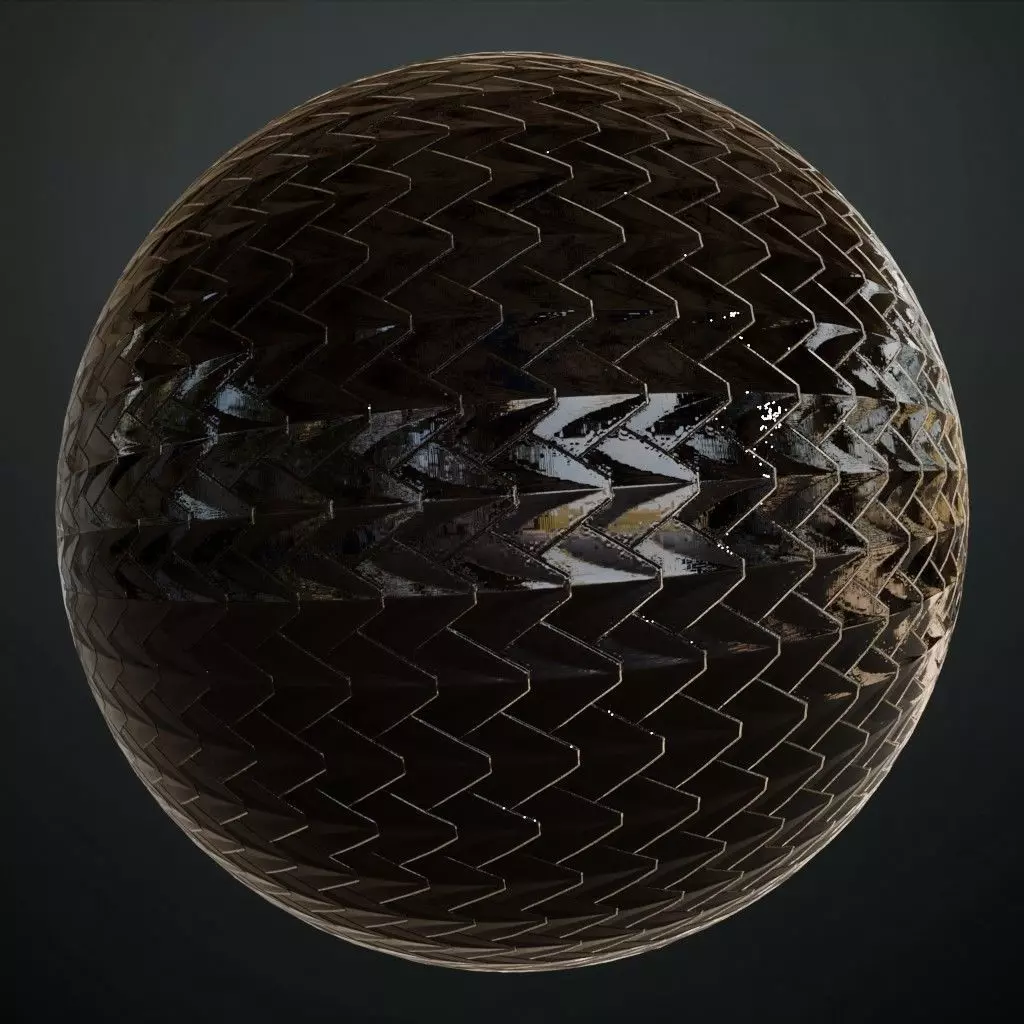 Dark High Gloss Chevron Metal Pattern PBR Seamless Texture_0