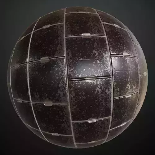 Worn Dark Tiled Metal Plate PBR Seamless