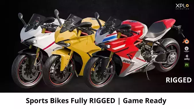 Ducatti sports Bike combo 3 Bikes Fully RIGGED Gameready